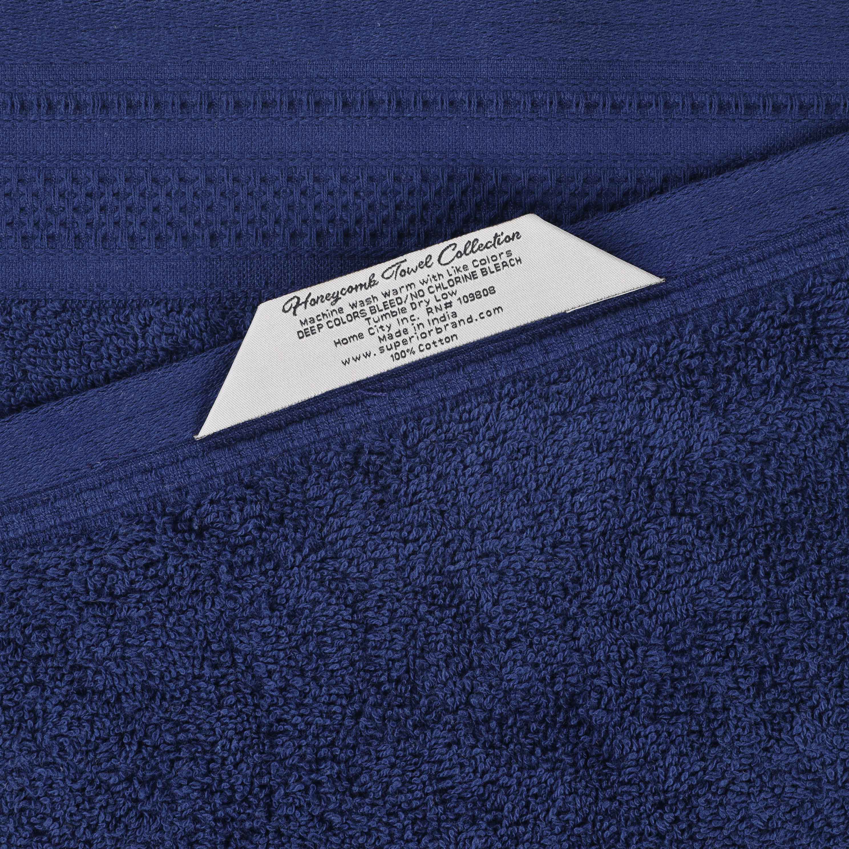 Honeycomb Textured Waffle Border Luxury Cotton Hand Towels, Set of 6 - Omnigoodsstore