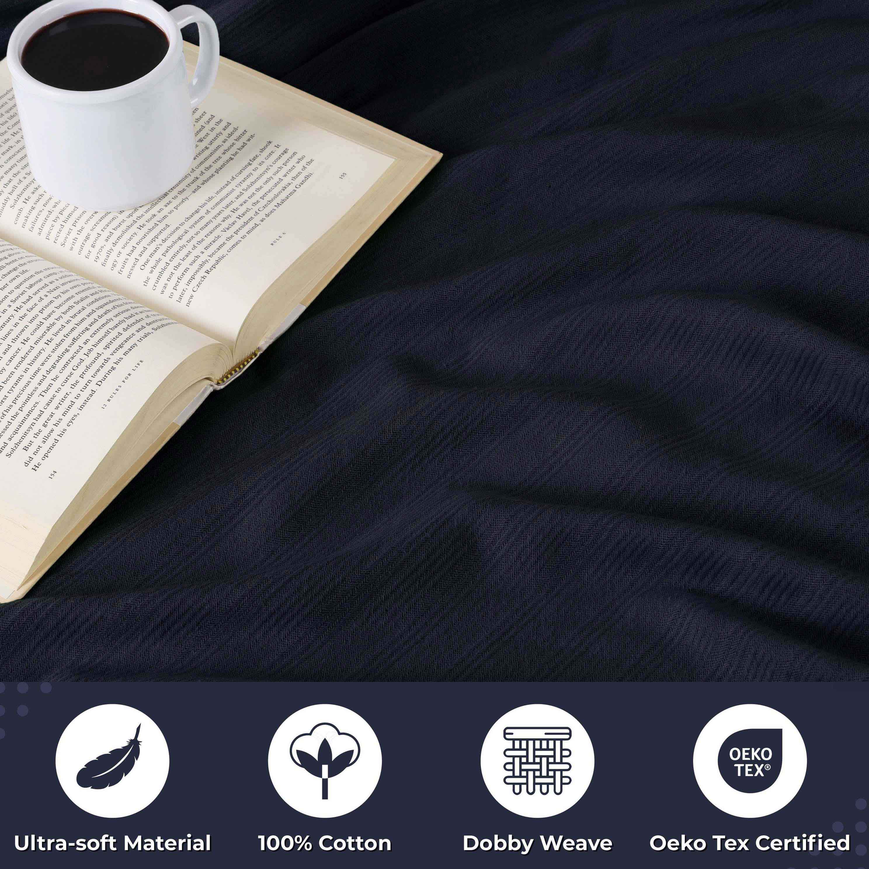 Milan Cotton Textured Striped Lightweight Woven Blanket - Omnigoodsstore