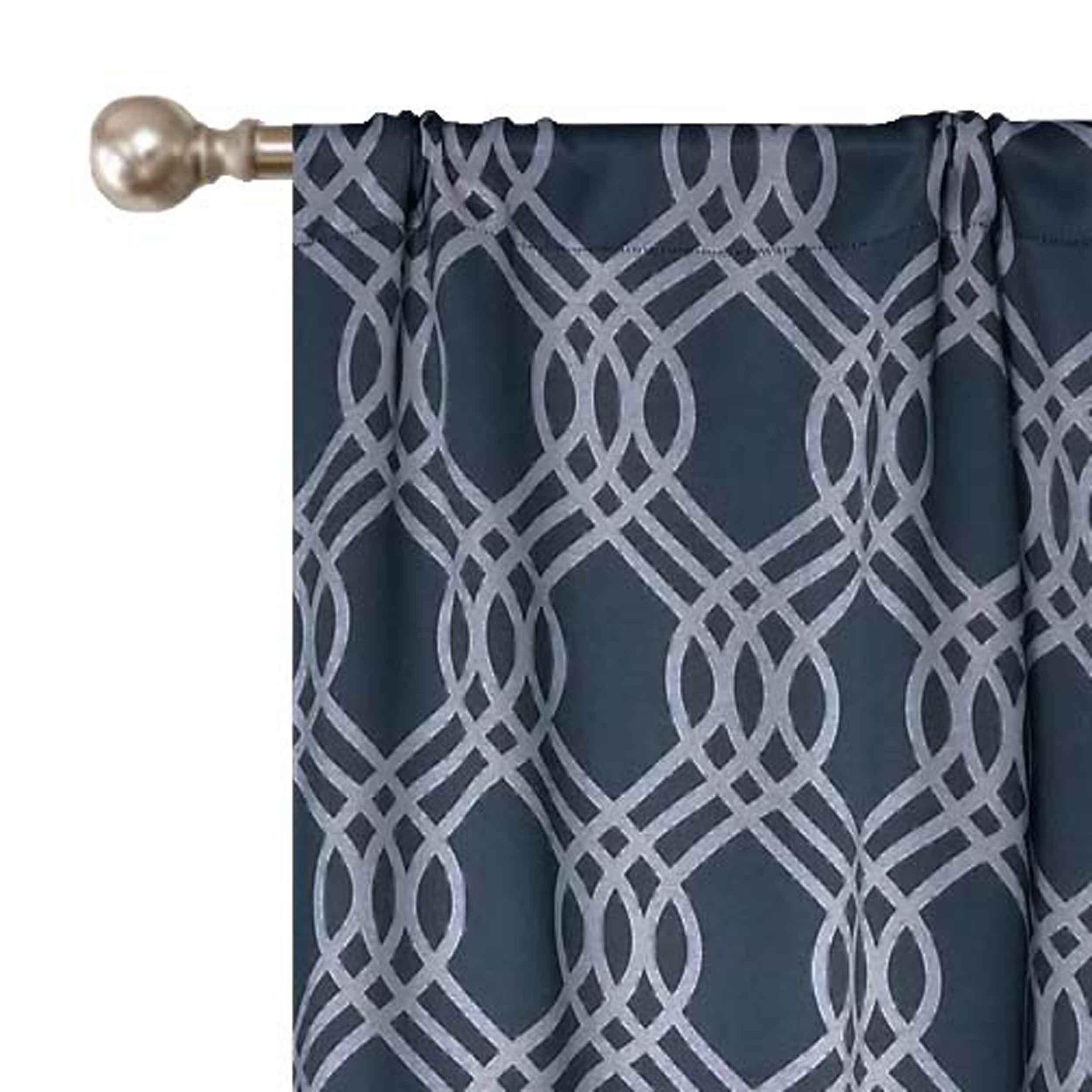 Ribbon Trellis Washable Room Darkening Blackout Curtain Panel Set - Omnigoodsstore