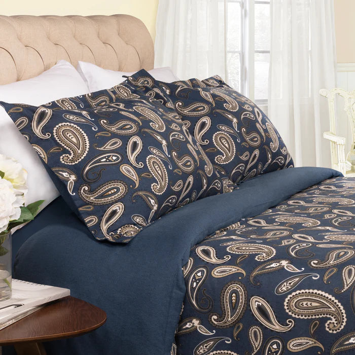 Flannel Reversible Trellis Duvet Cover and Pillow Sham Set - Omnigoodsstore