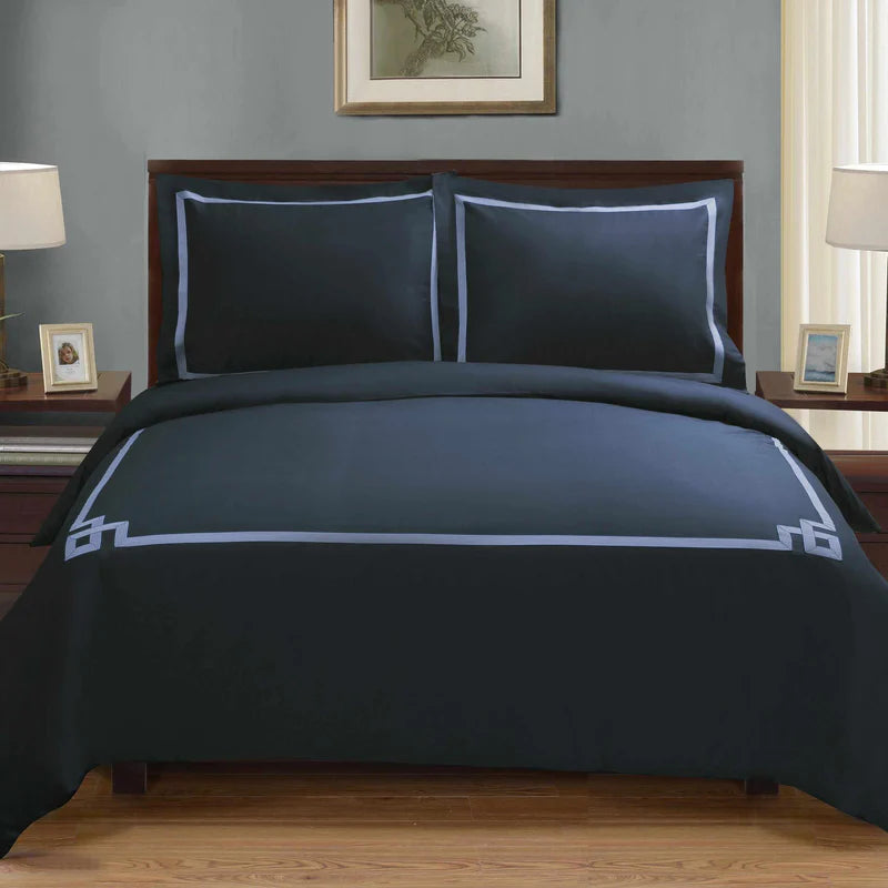 Miller Cotton Embroidered Solid 3 Piece Duvet Cover Set - Omnigoodsstore