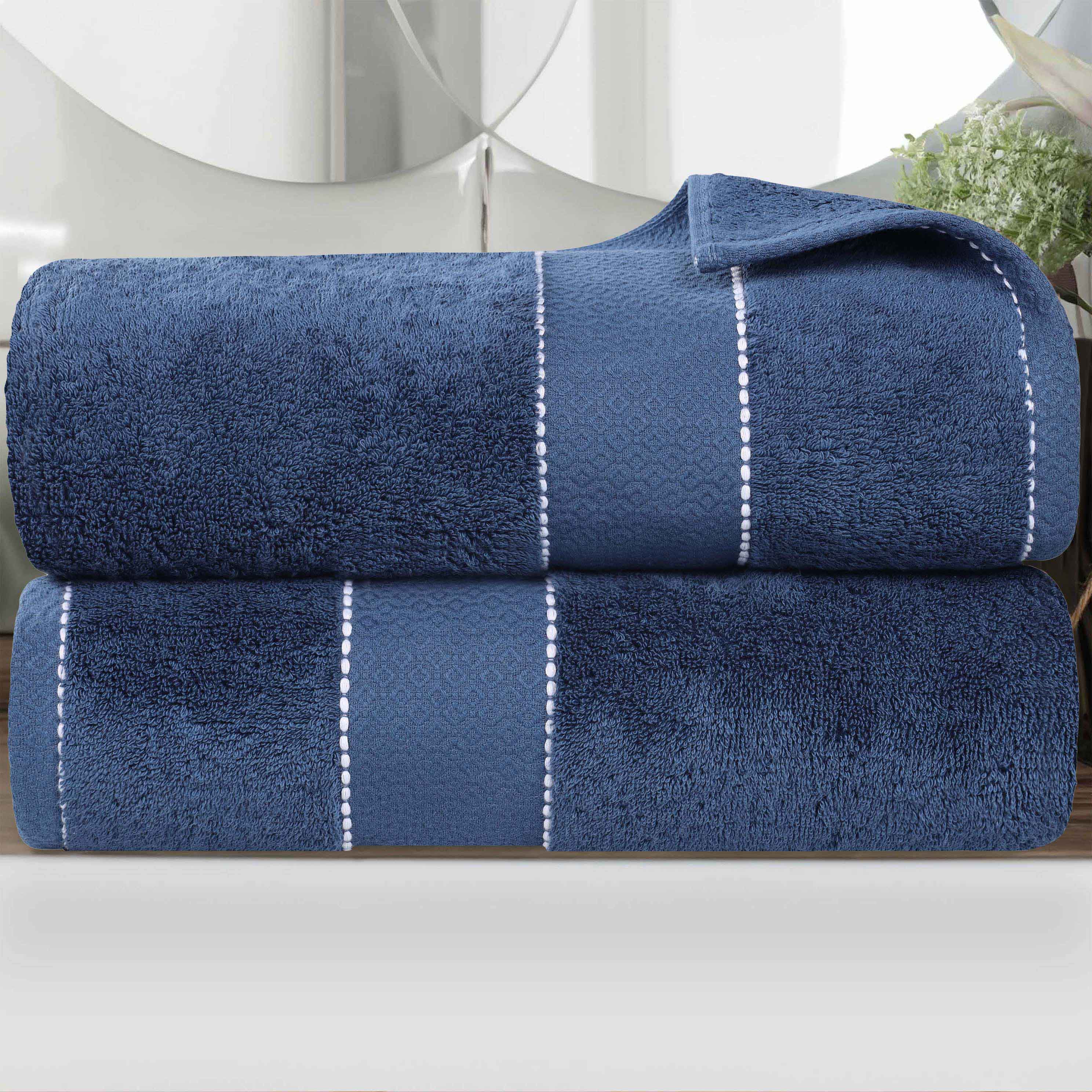 Niles Egypt Produced Giza Cotton Dobby Absorbent Bath Sheet Set of 2 - Omnigoodsstore