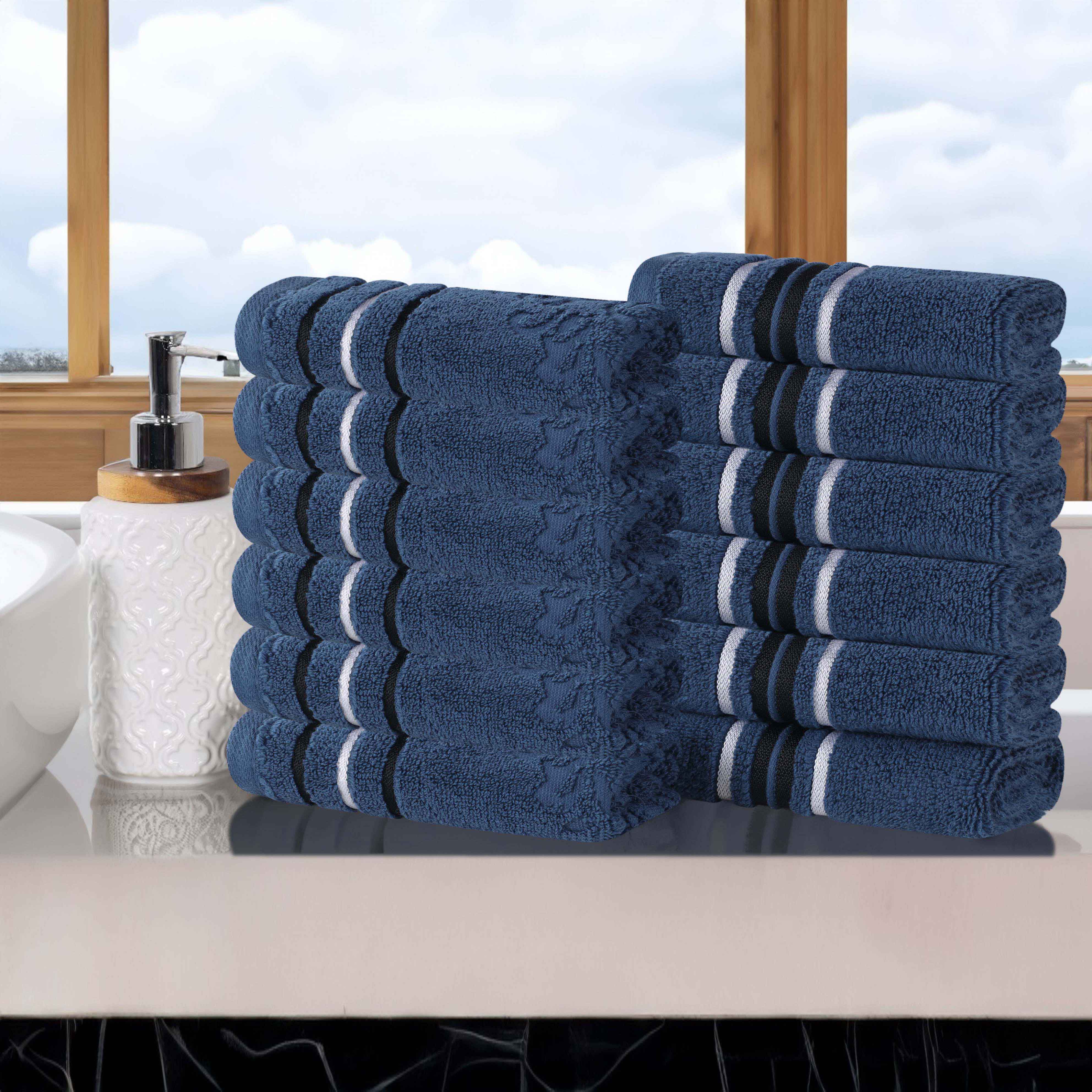 Sadie Zero Twist Cotton Solid and Jacquard Floral Face Towel Set of 12 - Omnigoodsstore