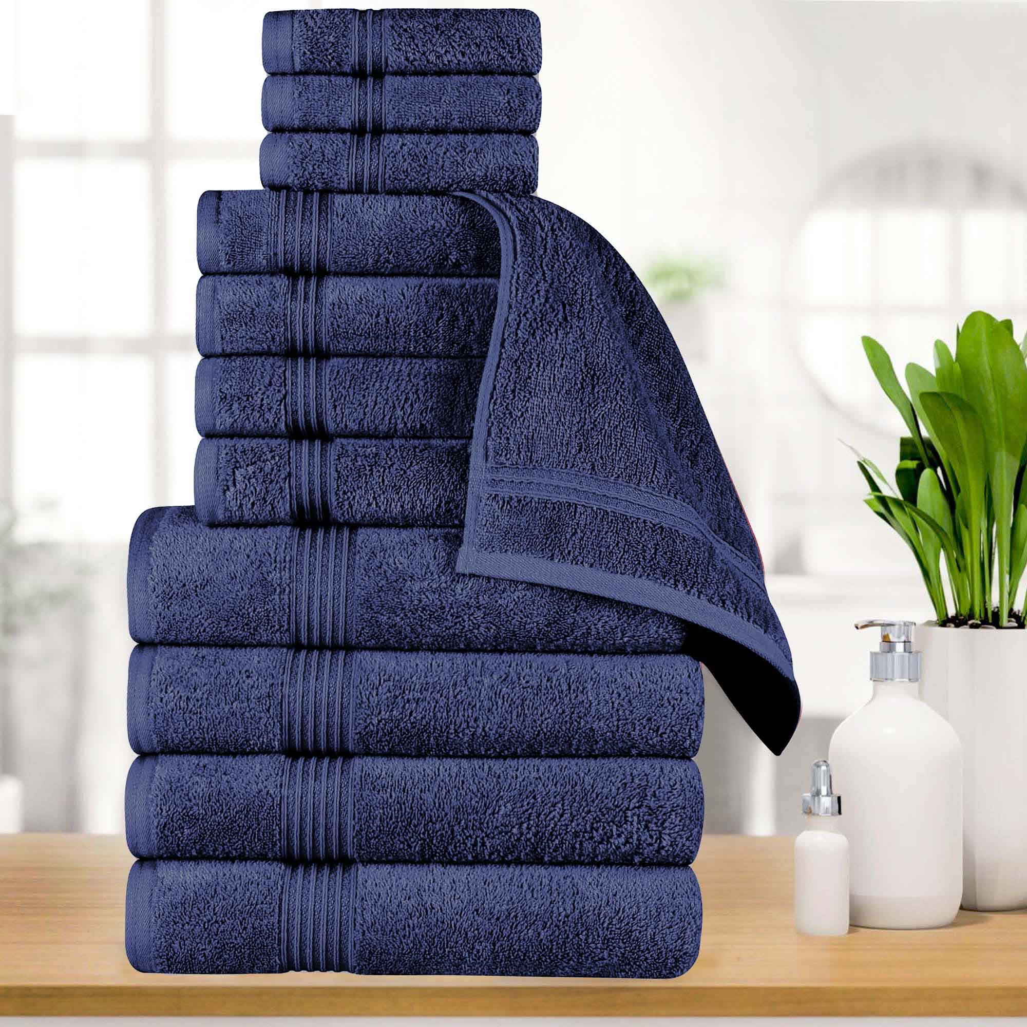 Egyptian Cotton Highly Absorbent Solid 12-Piece Ultra Soft Towel Set - Omnigoodsstore
