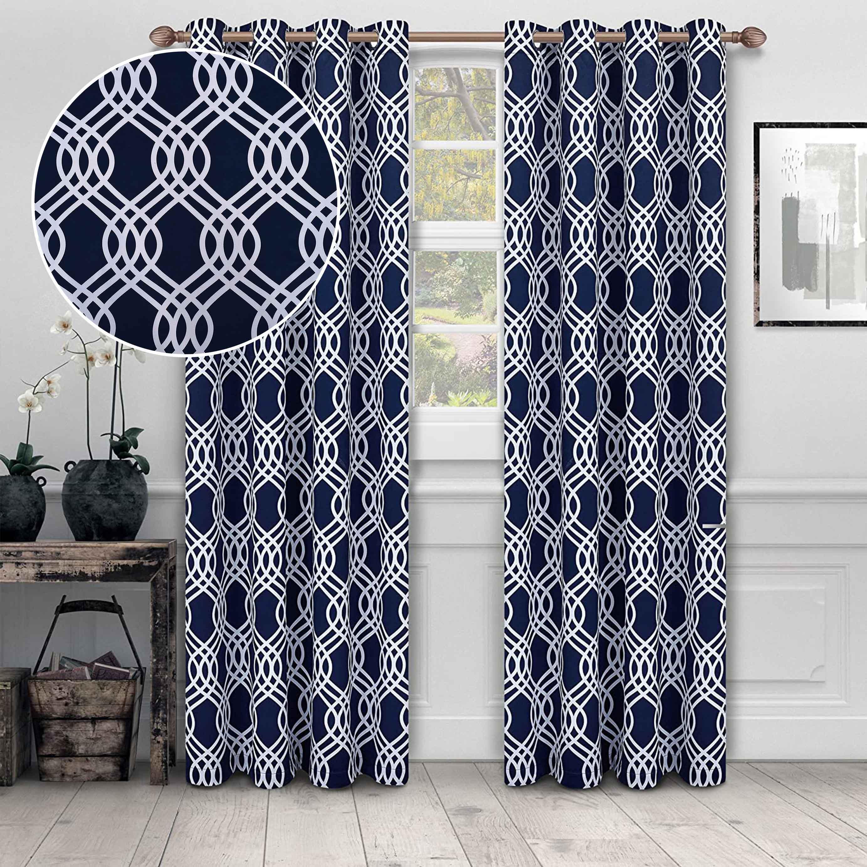 Ribbon Trellis Washable Room Darkening Blackout Curtain Panel Set - Omnigoodsstore