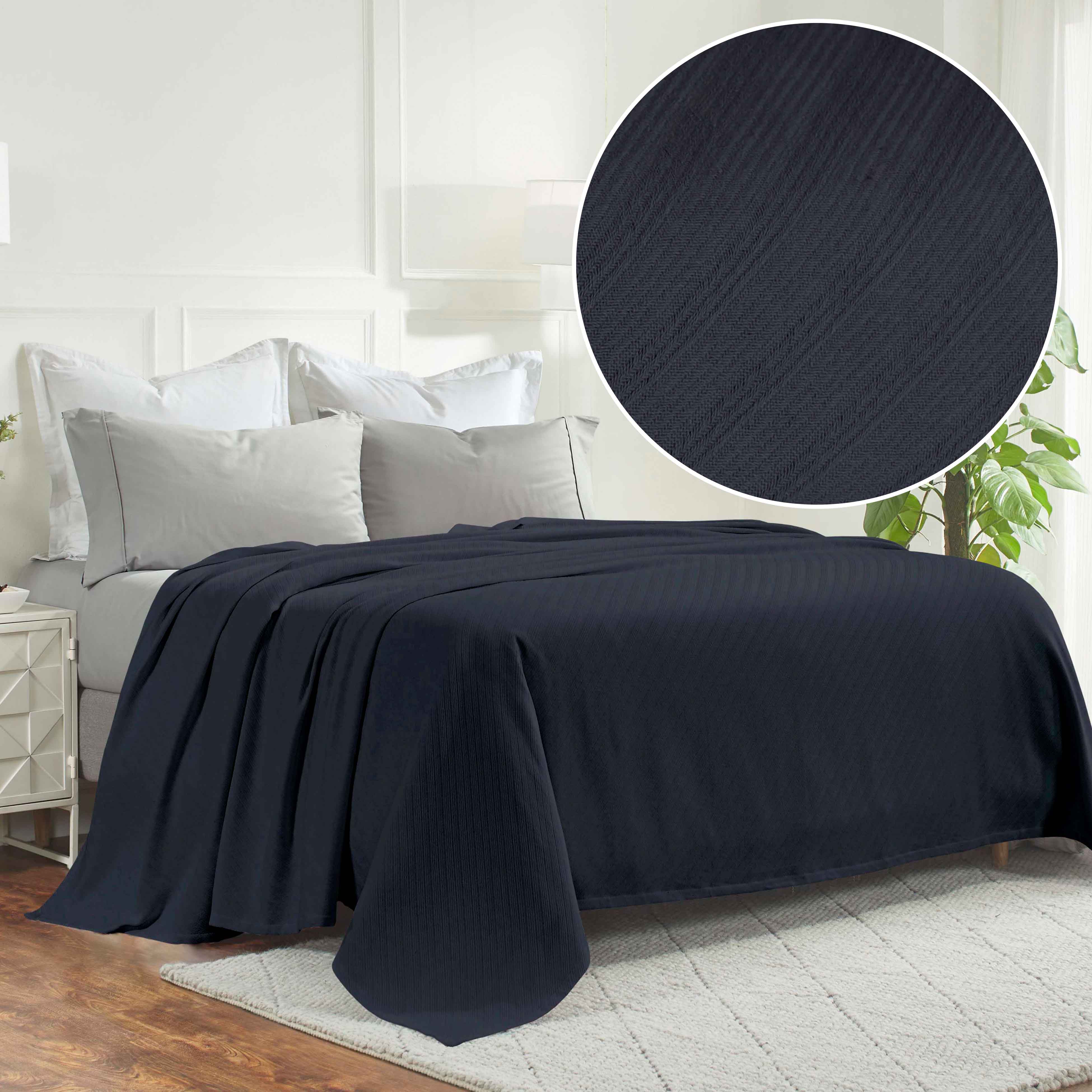 Milan Cotton Textured Striped Lightweight Woven Blanket - Omnigoodsstore