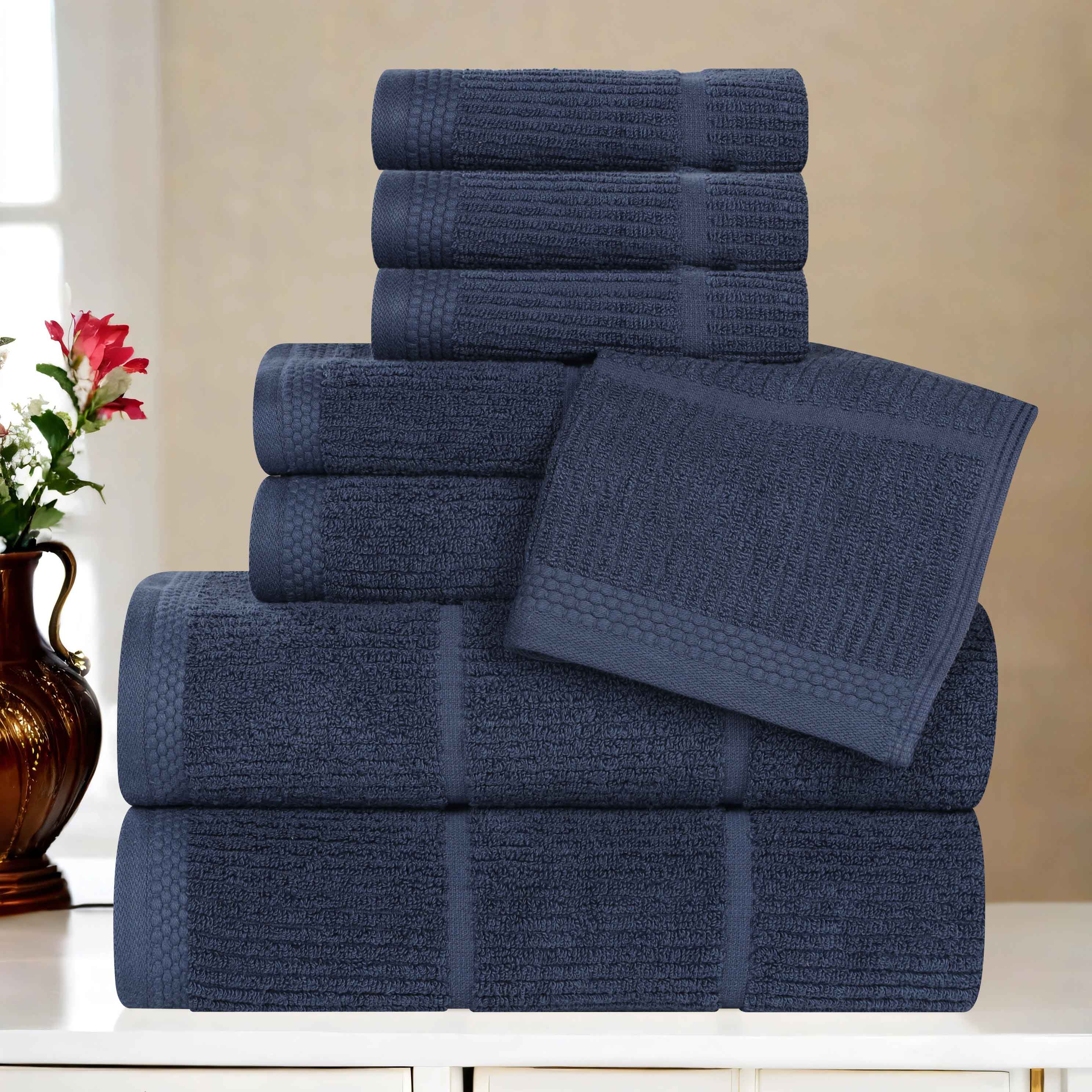Milo Smart Twist Cotton Solid Ribbed Design 8 Piece Towel Set - Omnigoodsstore