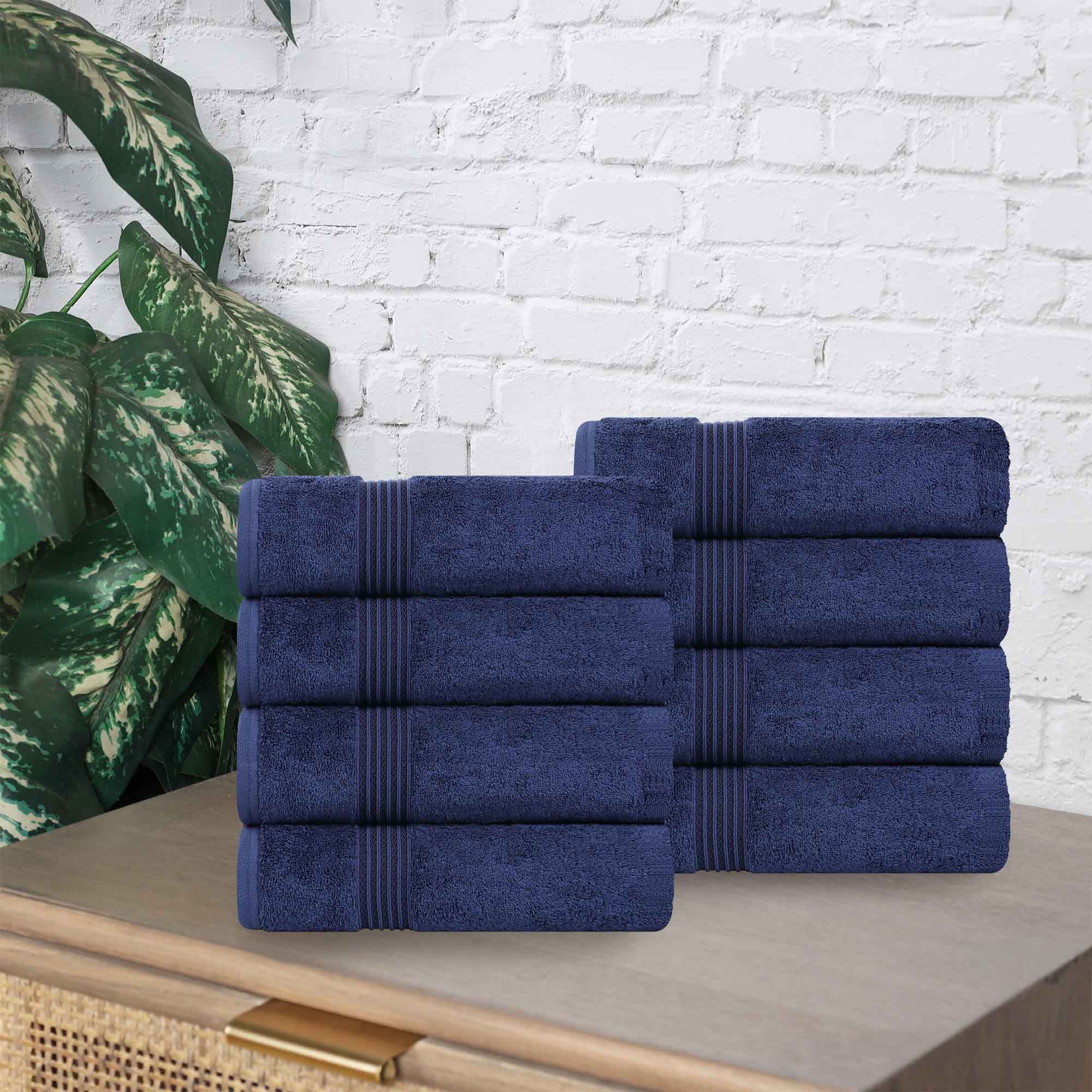 Egyptian Cotton Highly Absorbent Solid Ultra Soft Hand Towel Set of 8 - Omnigoodsstore