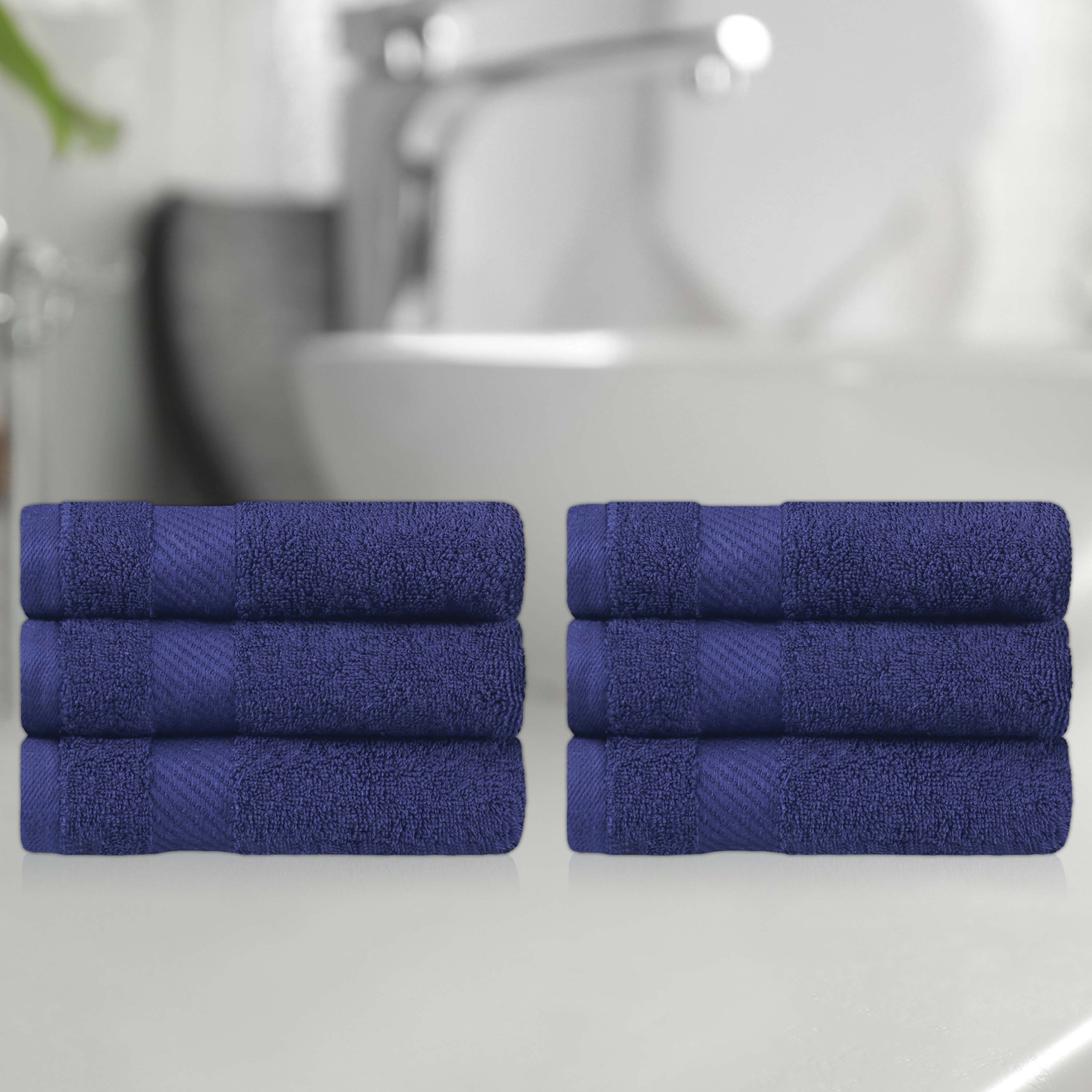 Kendell Egyptian Cotton 6 Piece Hand Towel Set with Dobby Border - Omnigoodsstore