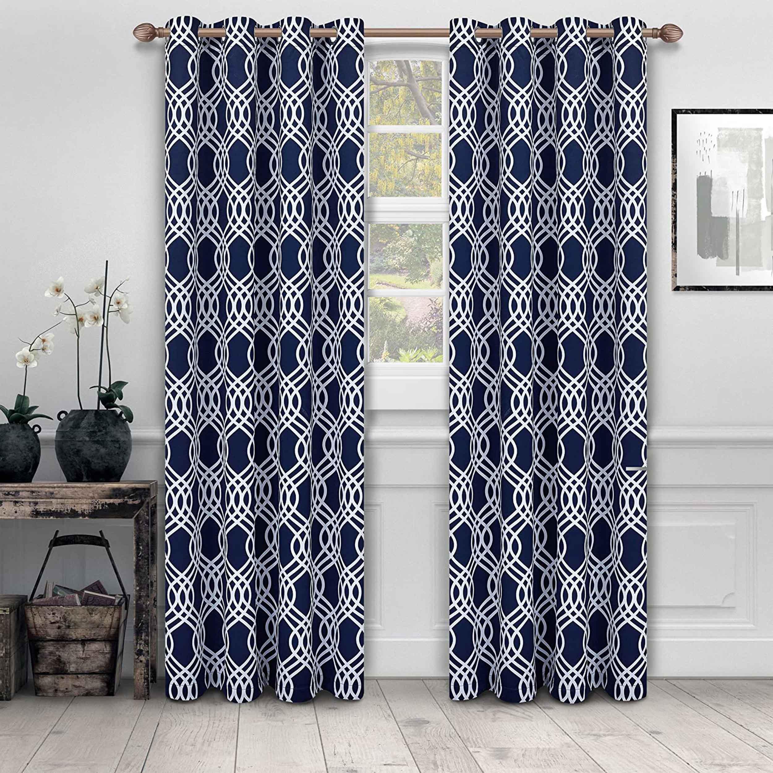 Ribbon Trellis Washable Room Darkening Blackout Curtain Panel Set - Omnigoodsstore