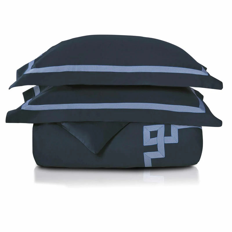 Miller Cotton Embroidered Solid 3 Piece Duvet Cover Set - Omnigoodsstore