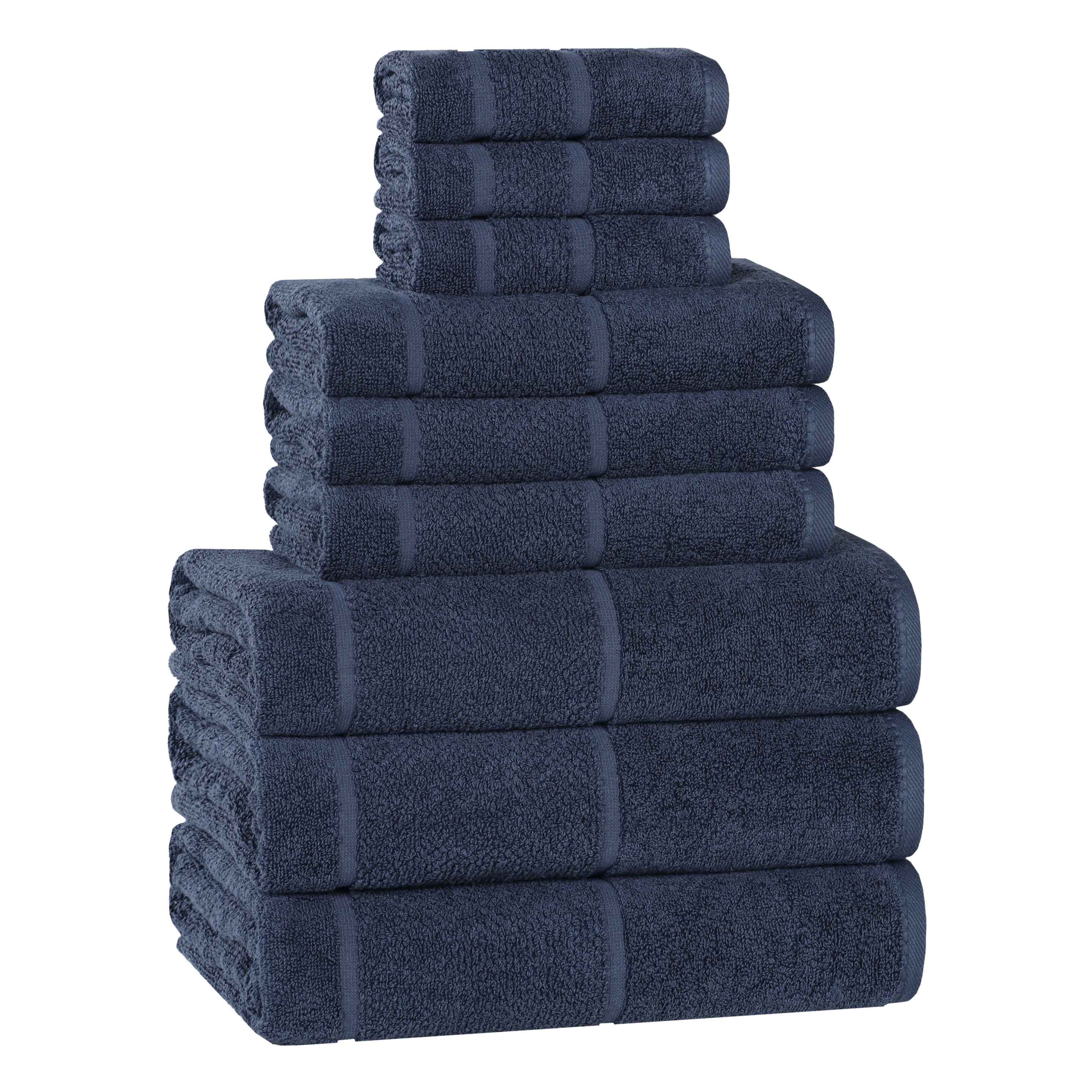 Mile Smart Twist Cotton Solid Broad Border 9 Piece Towel Set - Omnigoodsstore