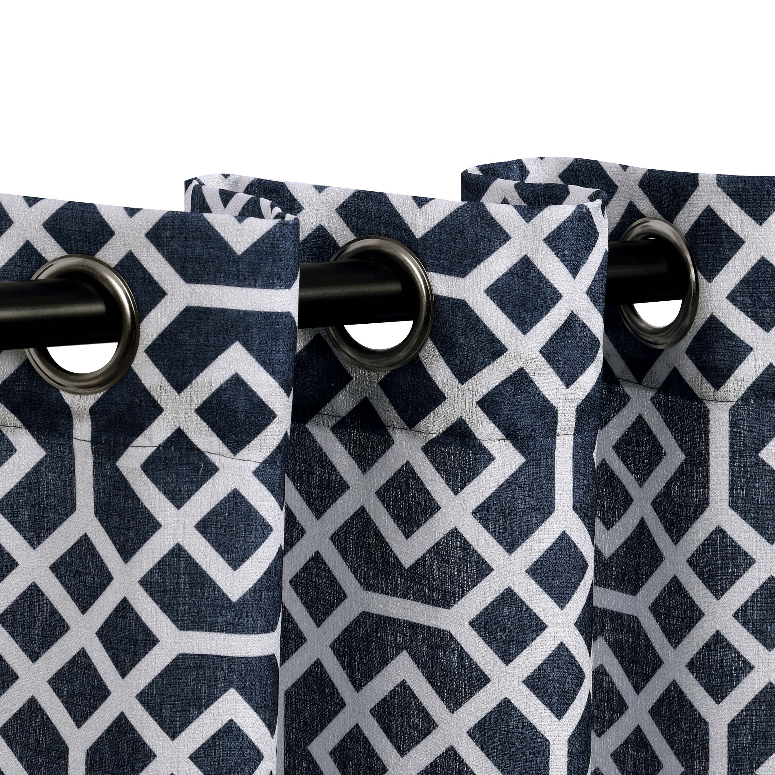 Printed Honey Comb Sheer Curtain Panel Set with Grommet Top Header - Omnigoodsstore