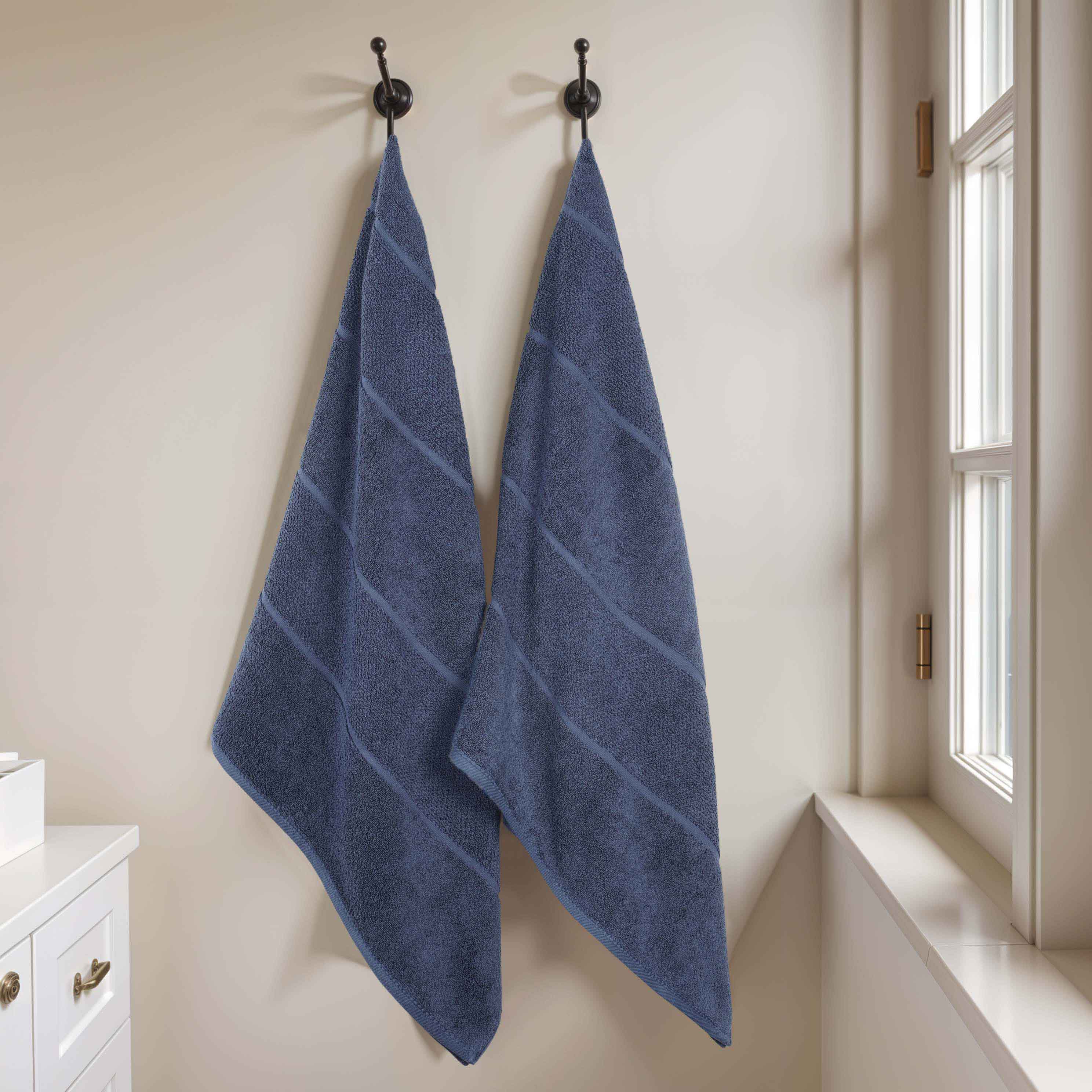 Mile Smart Twist Cotton Solid Broad Border Bath Sheets, Set of 2 - Omnigoodsstore