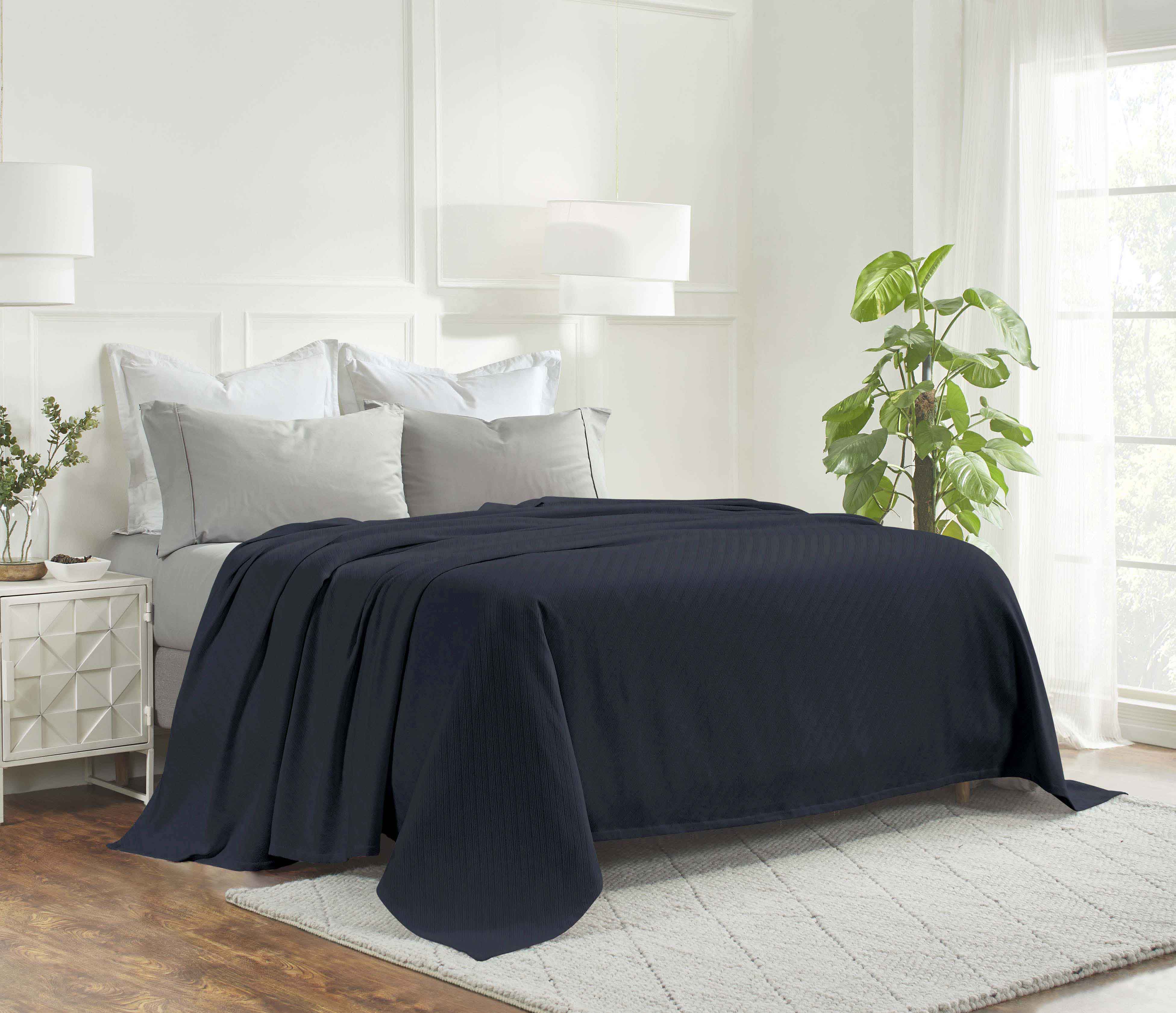 Milan Cotton Textured Striped Lightweight Woven Blanket - Omnigoodsstore