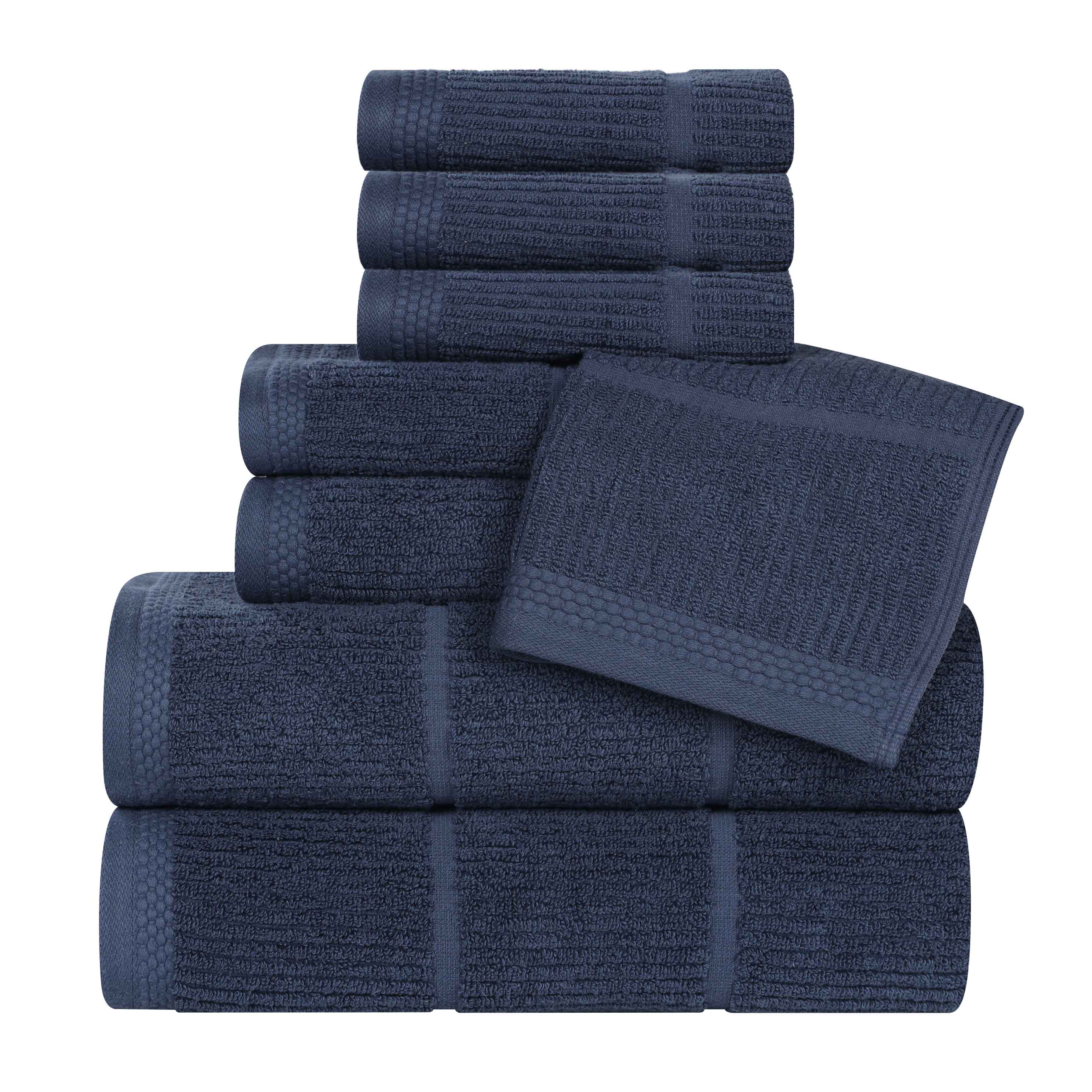 Milo Smart Twist Cotton Solid Ribbed Design 8 Piece Towel Set - Omnigoodsstore