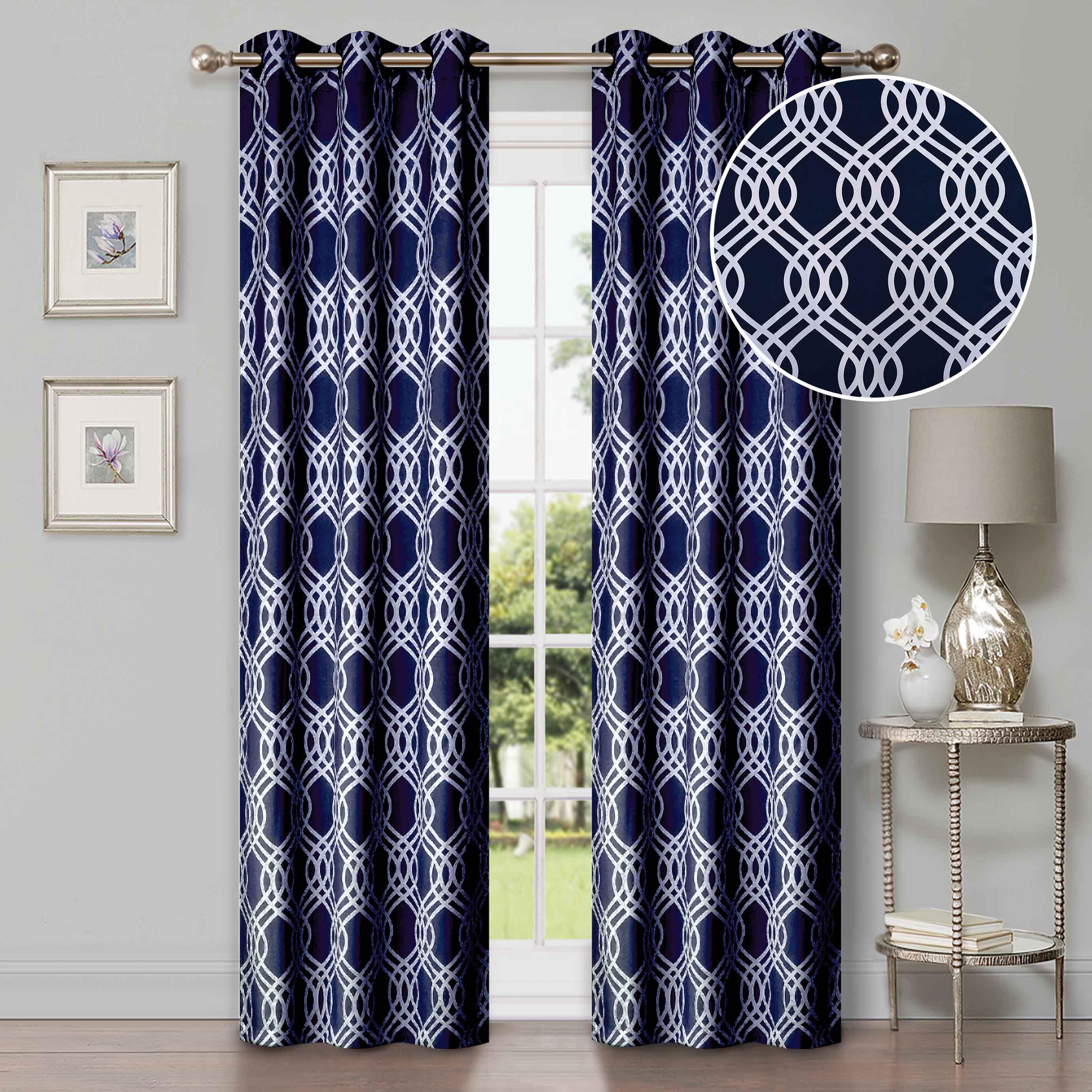 Ribbon Trellis Washable Room Darkening Blackout Curtain Panel Set - Omnigoodsstore