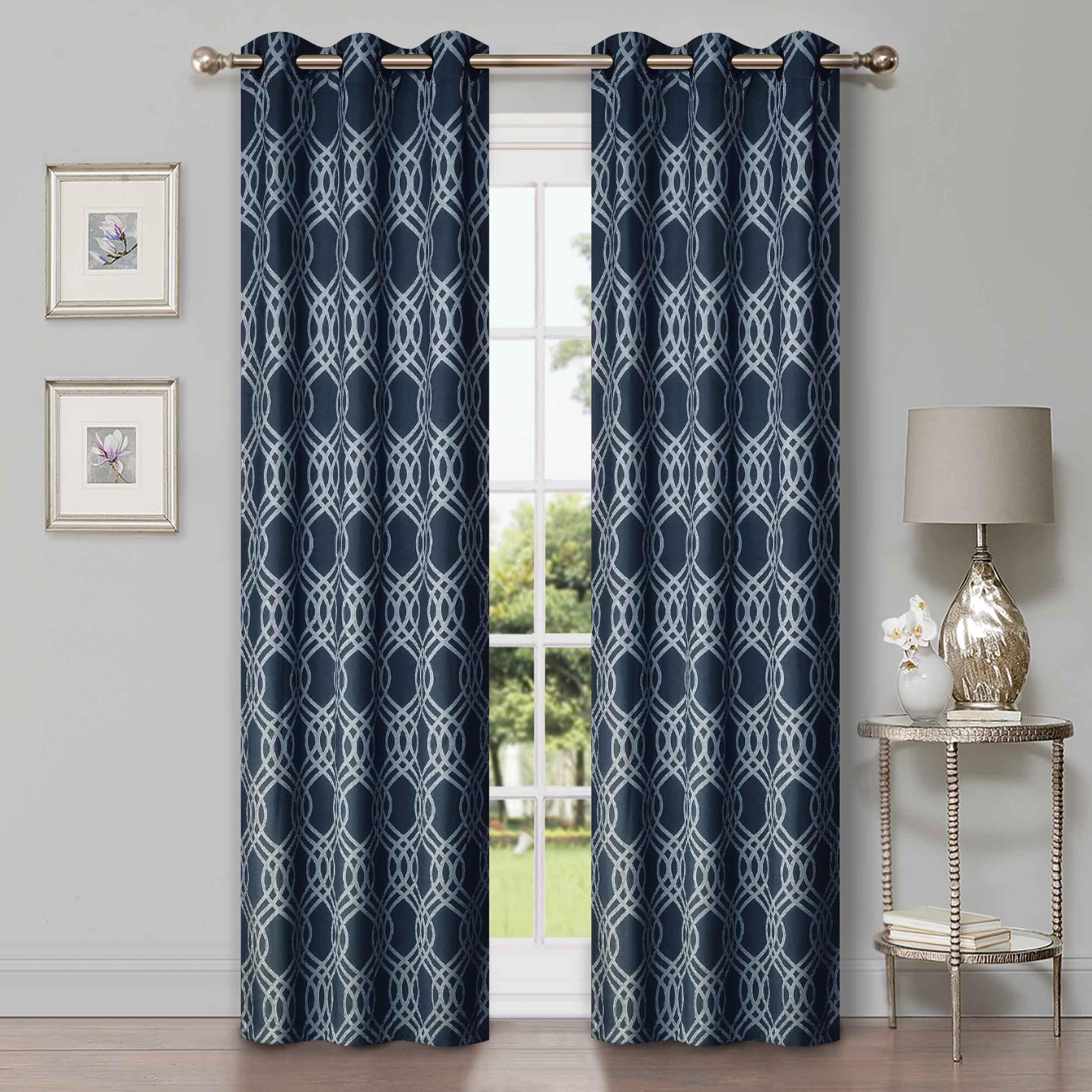 Ribbon Trellis Washable Room Darkening Blackout Curtain Panel Set - Omnigoodsstore