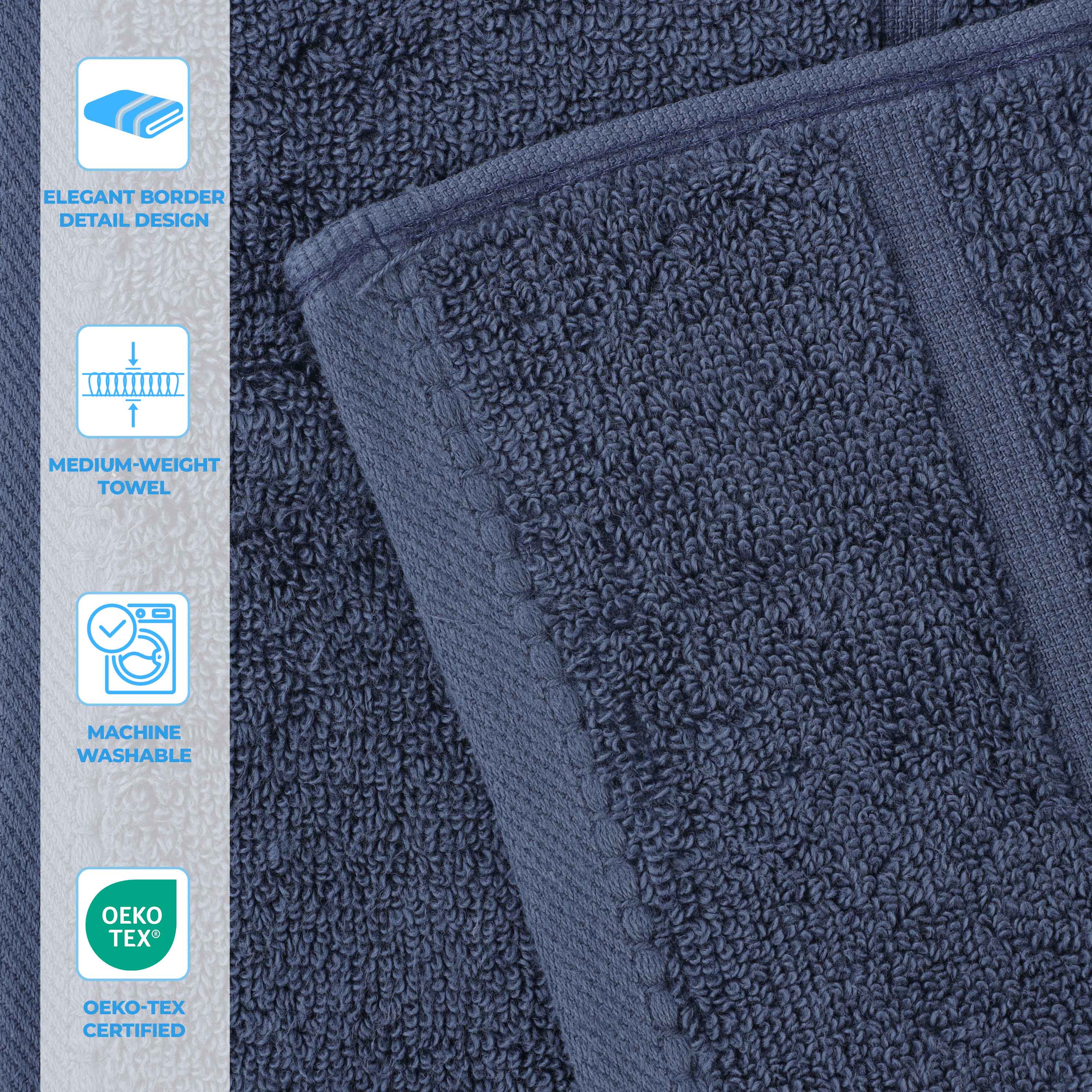 Mile Smart Twist Cotton Solid Broad Border 9 Piece Towel Set - Omnigoodsstore