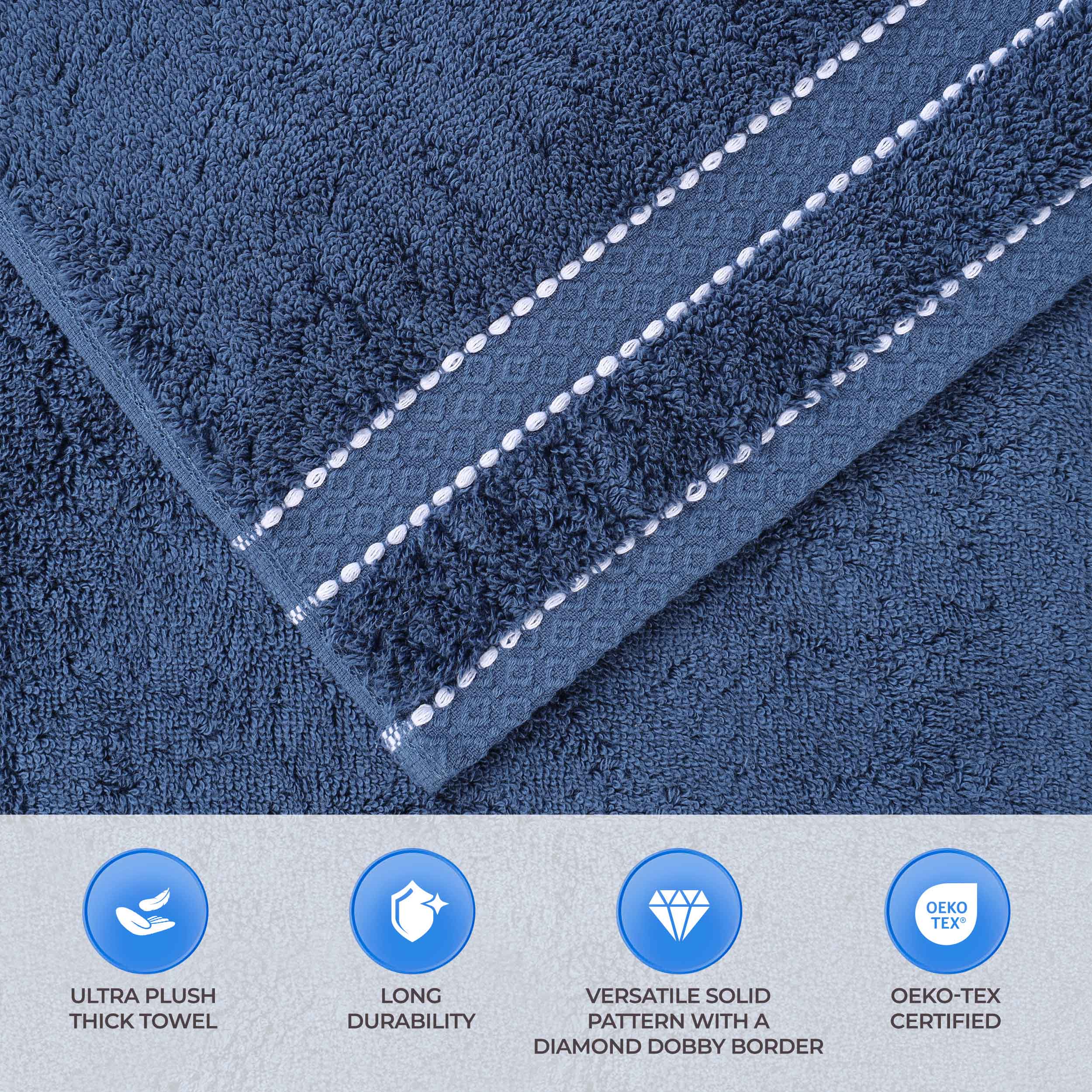 Niles Egypt Produced Giza Cotton Dobby Absorbent Bath Sheet Set of 2 - Omnigoodsstore