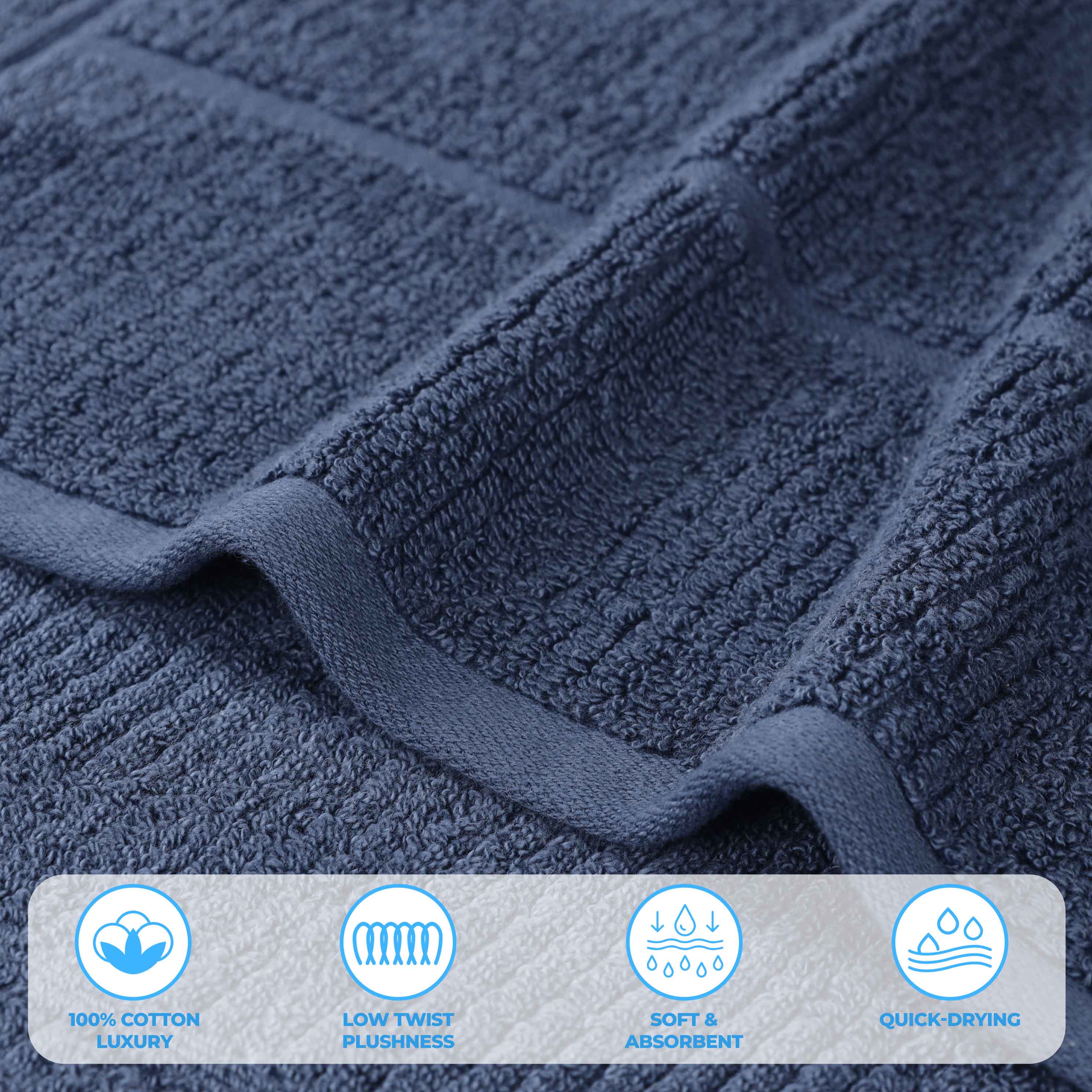 Milo Smart Twist Cotton Solid Ribbed Design 8 Piece Towel Set - Omnigoodsstore