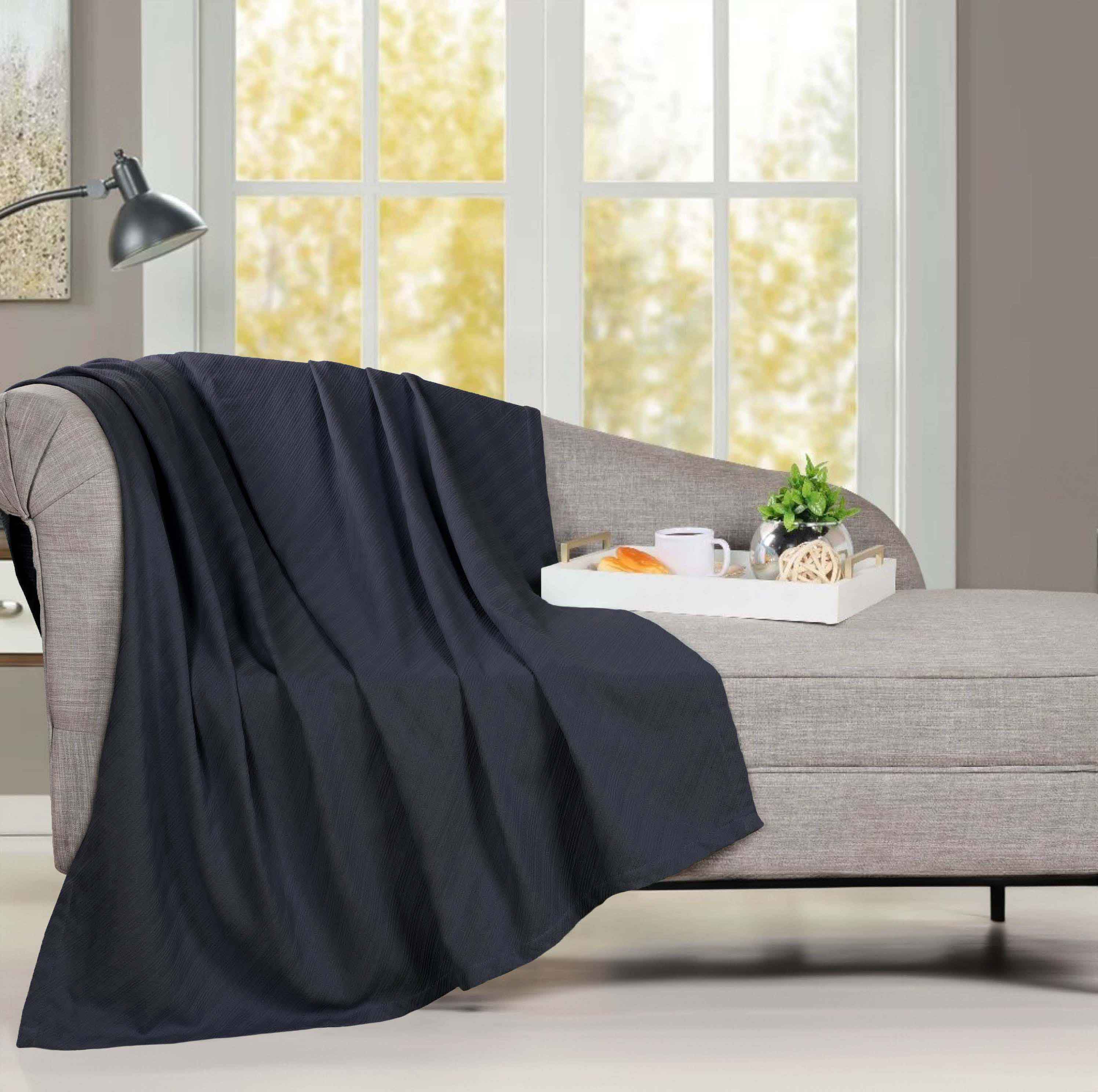 Milan Cotton Textured Striped Lightweight Woven Blanket - Omnigoodsstore