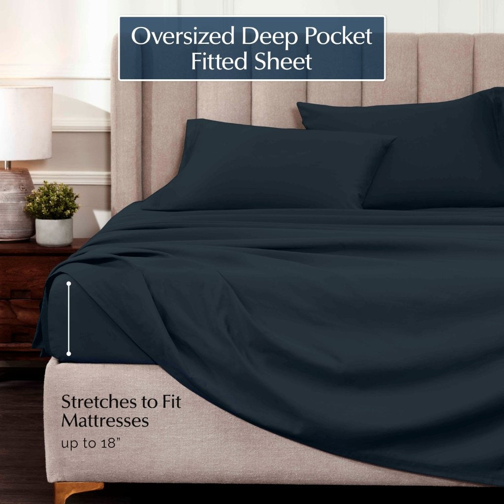 1000 Thread Count Egyptian Cotton Bed Sheet Set Olympic Queen - Omnigoodsstore
