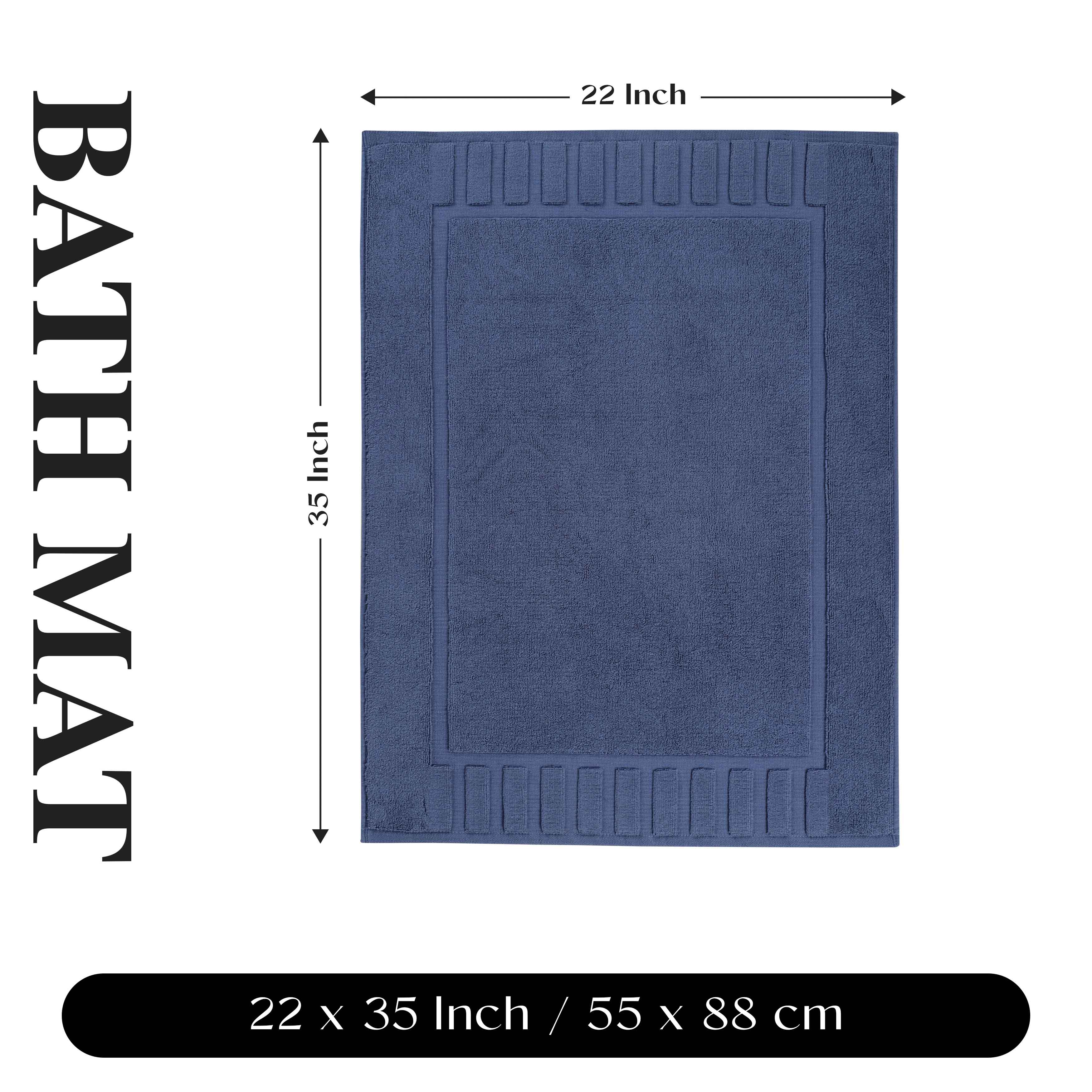 Leo Cotton Solid Modern Geometric Border Absorbent Bath Mat, Set of 2 - Omnigoodsstore