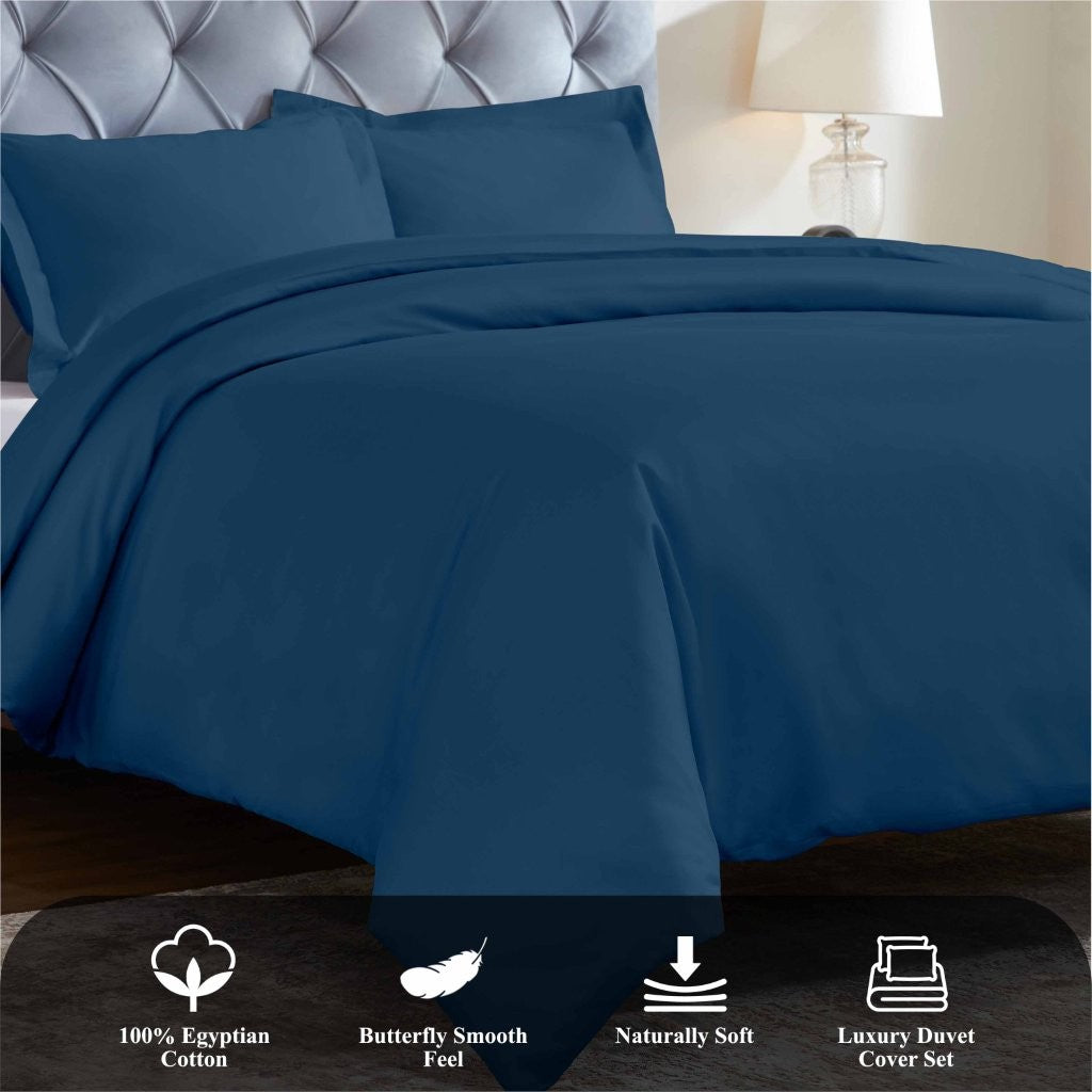 1200 Thread Count Egyptian Solid Cotton Duvet Cover Set - Omnigoodsstore