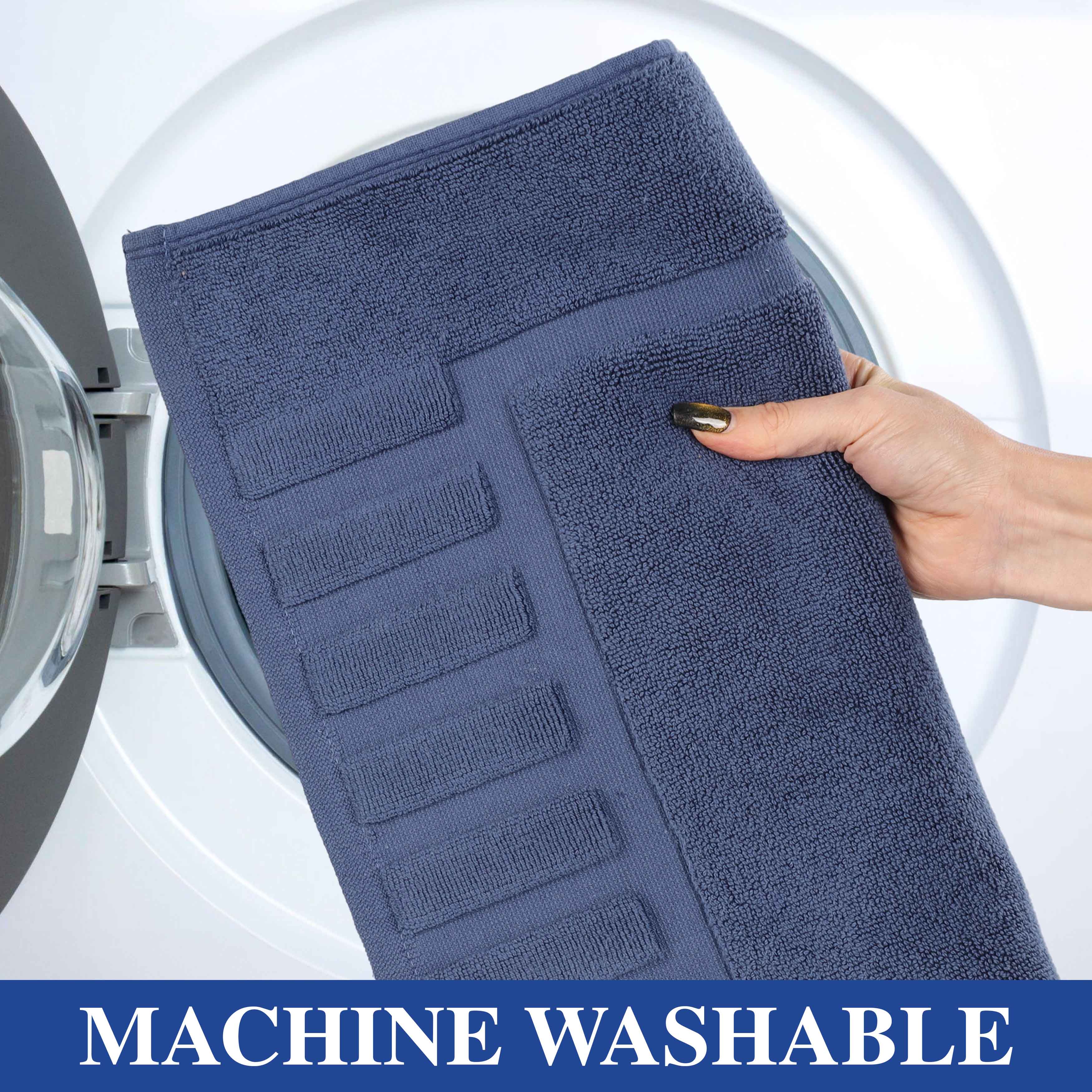 Leo Cotton Solid Modern Geometric Border Absorbent Bath Mat, Set of 2 - Omnigoodsstore