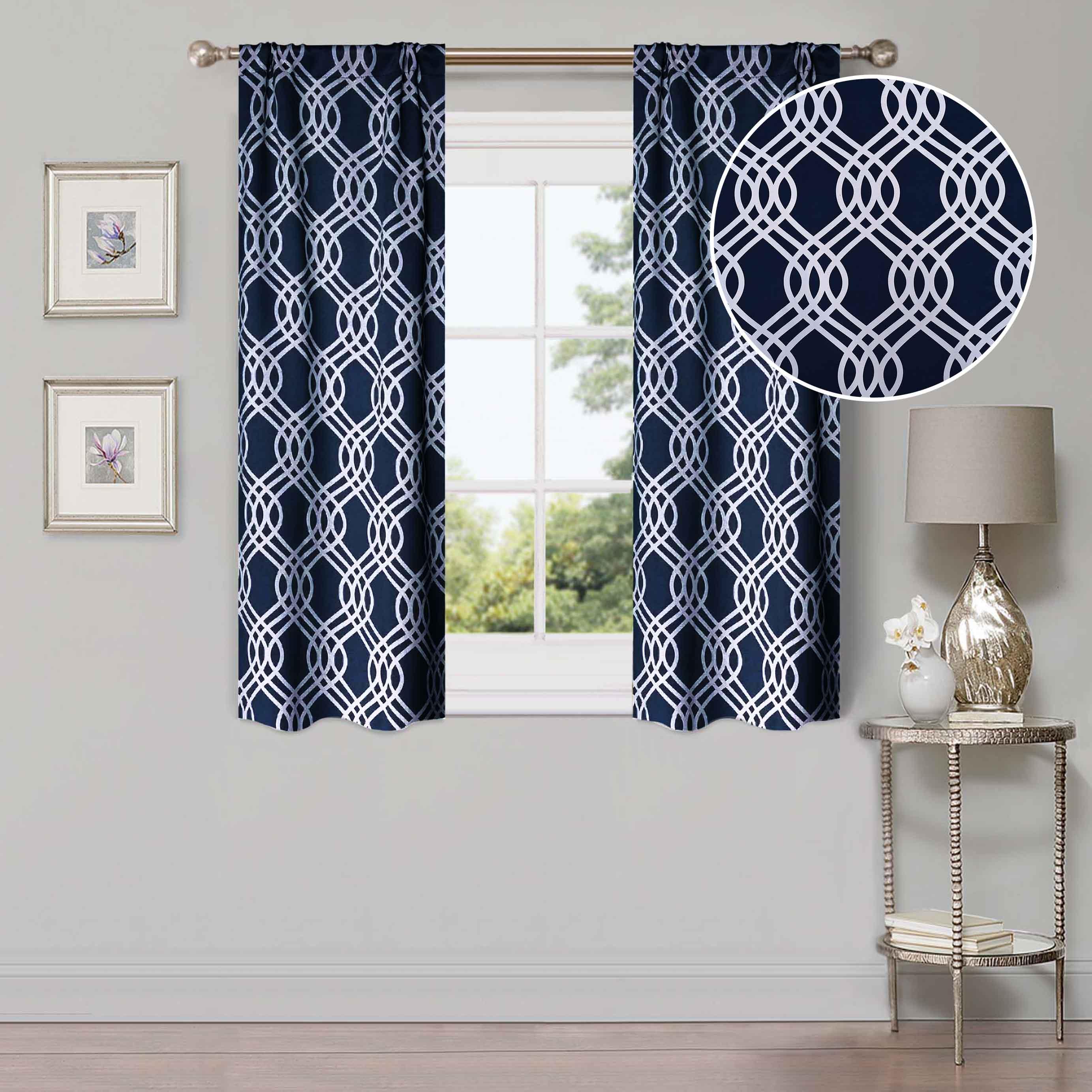 Ribbon Trellis Washable Room Darkening Blackout Curtain Panel Set - Omnigoodsstore
