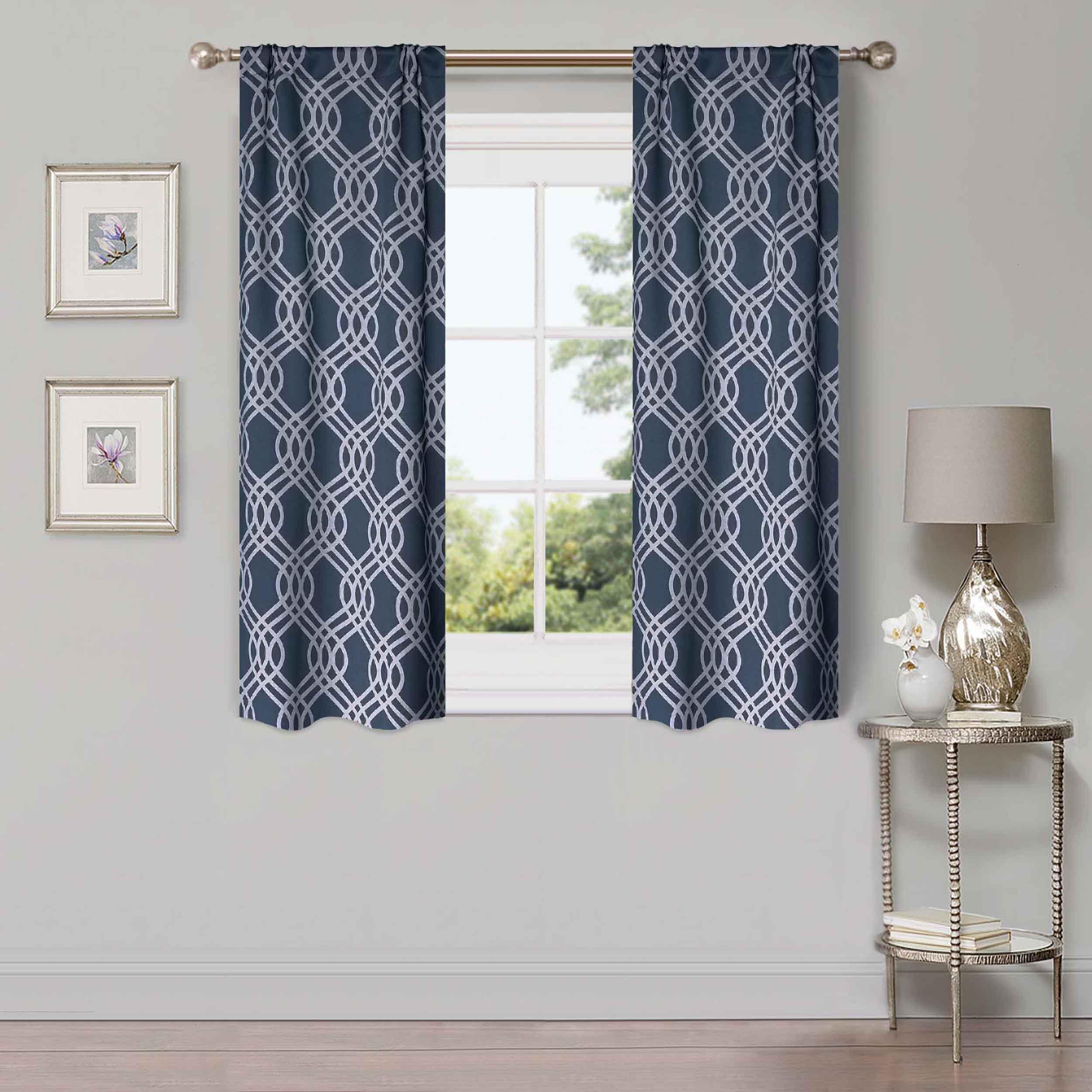 Ribbon Trellis Washable Room Darkening Blackout Curtain Panel Set - Omnigoodsstore
