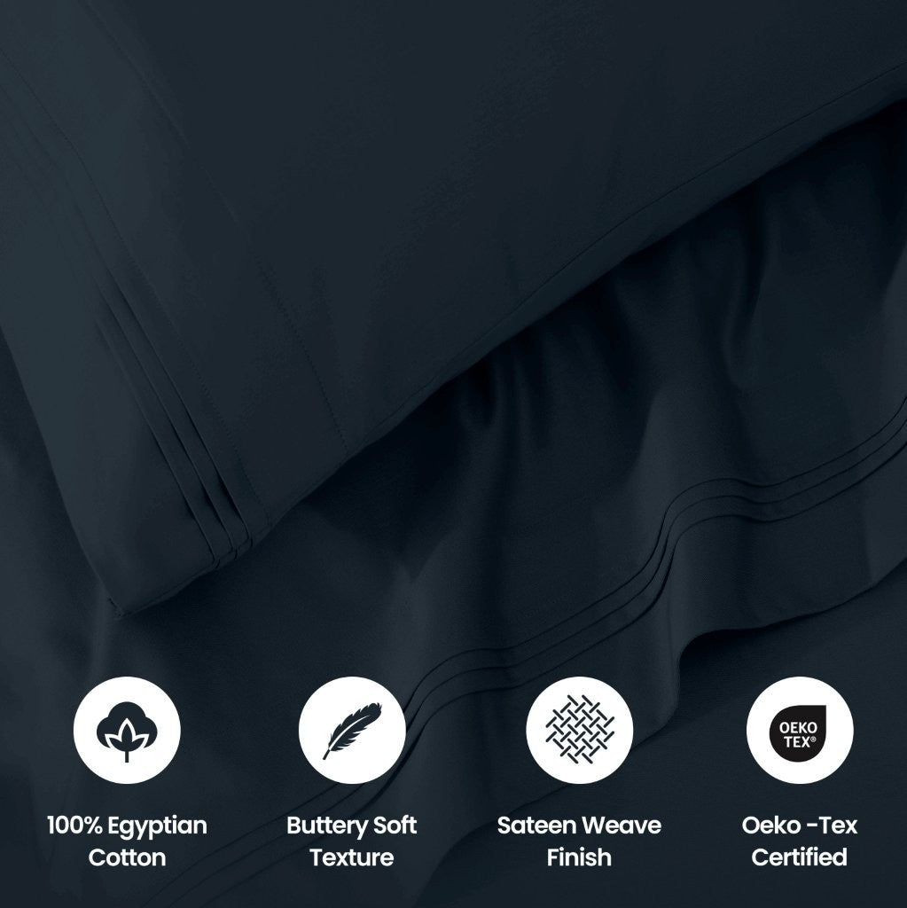 1000 Thread Count Egyptian Cotton Bed Sheet Set Olympic Queen - Omnigoodsstore