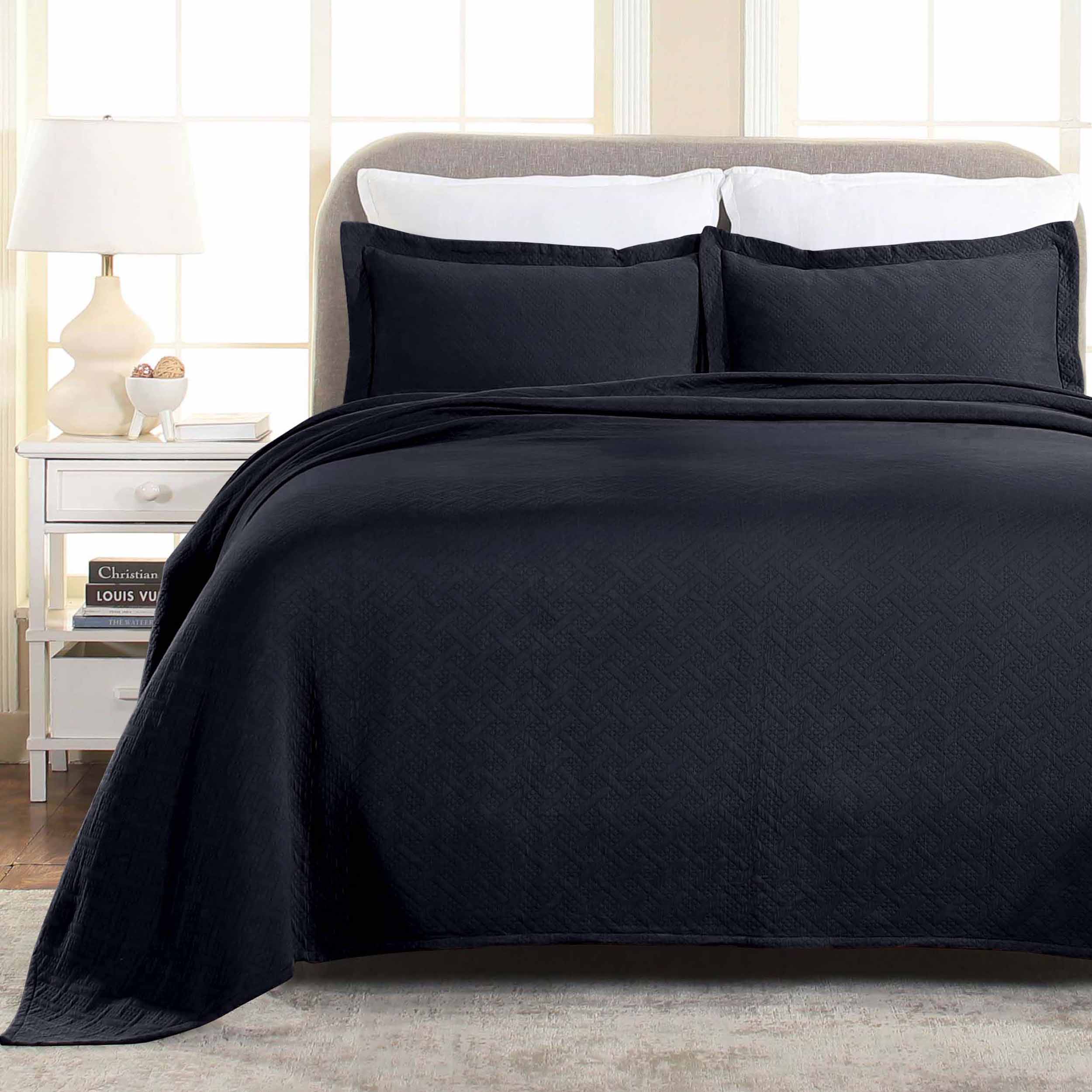 Basket Weave Matelasse Cotton Bedspread Set - Omnigoodsstore