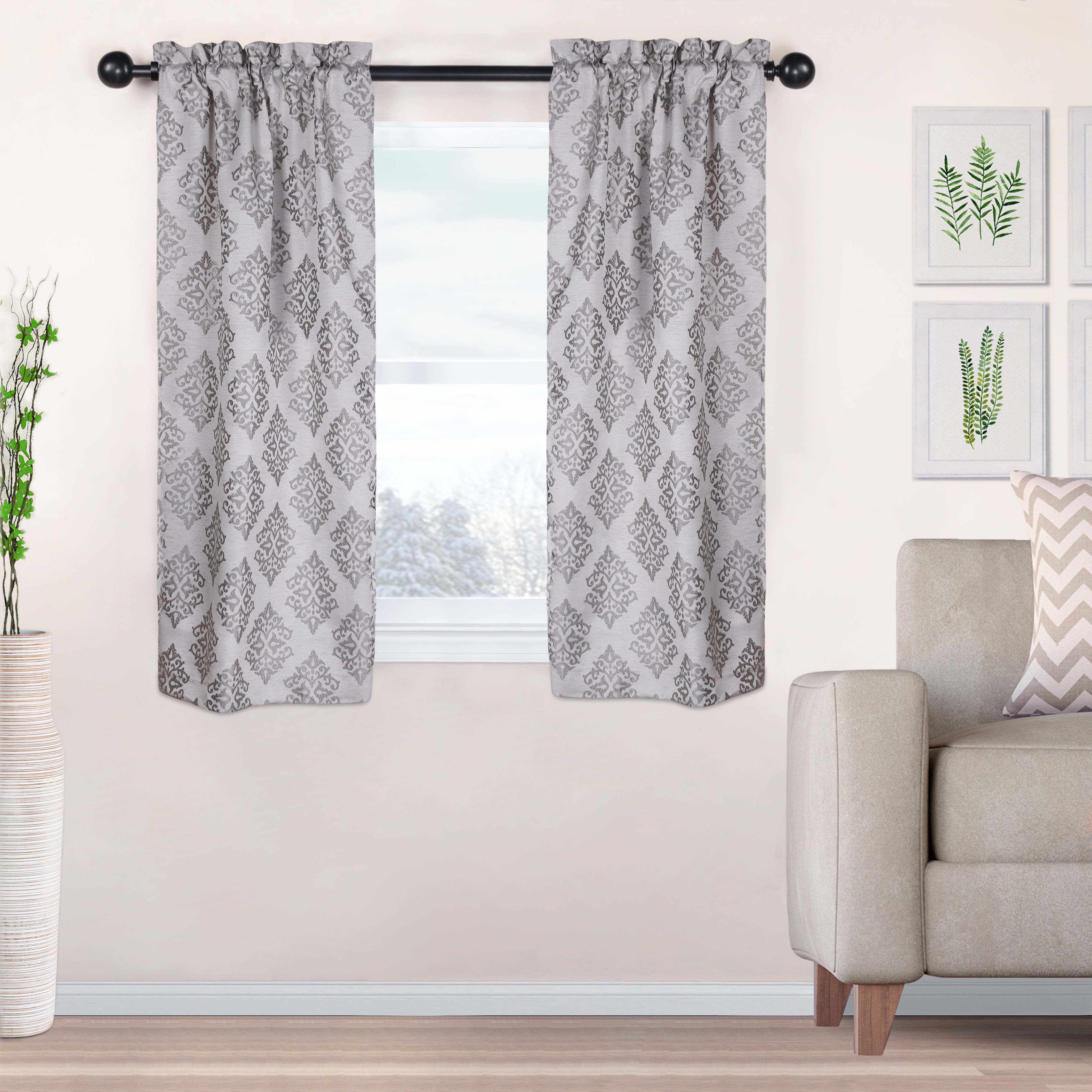 Venetian Damask Jacquard Curtain Panels, Set of 2 - Omnigoodsstore