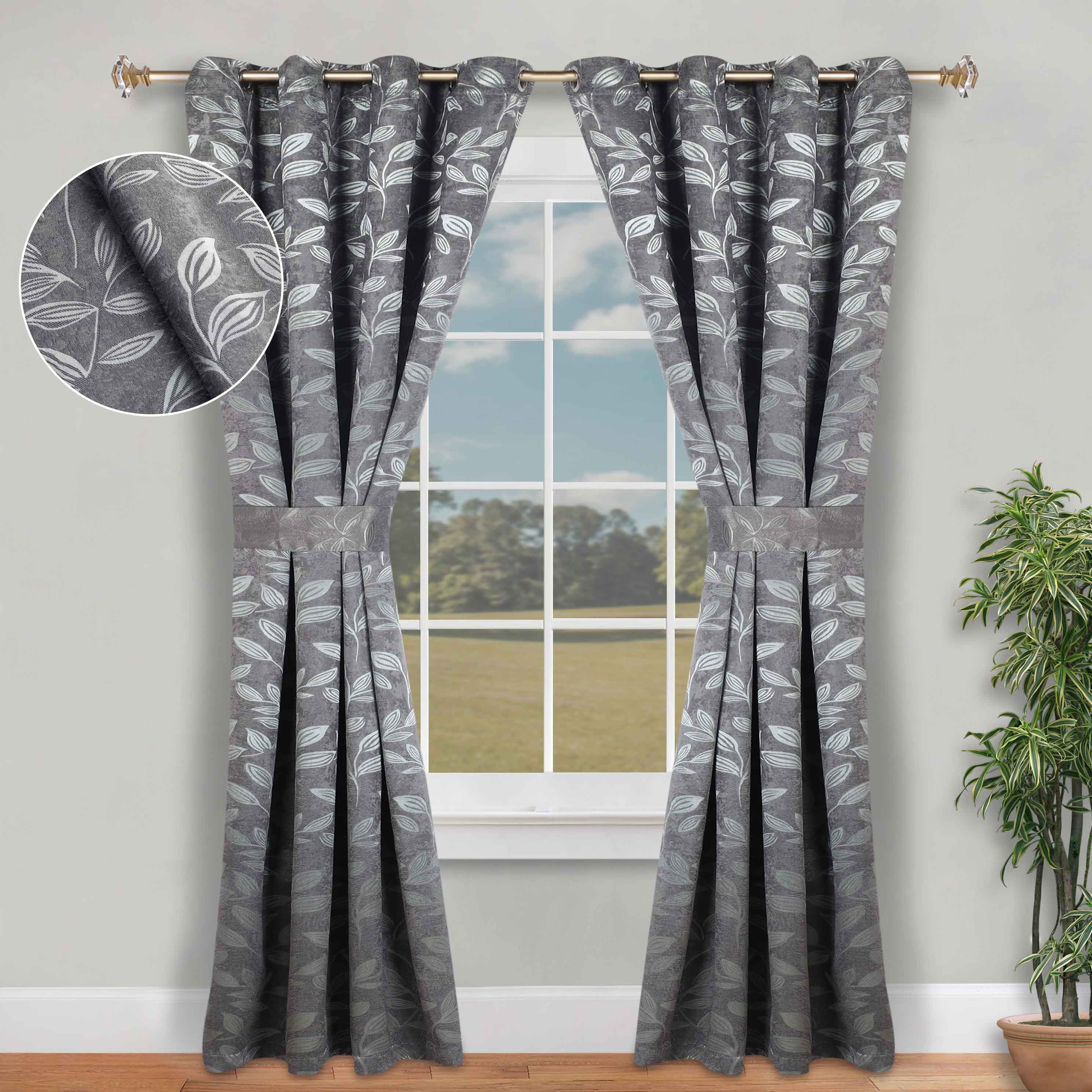 Leaves Machine Room Darkening Blackout Curtains, Set of 2 - Omnigoodsstore