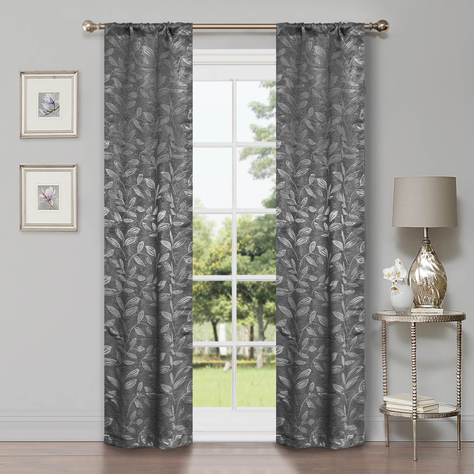 Leaves Machine Washable Room Darkening Blackout Curtains, Set of 2 - Omnigoodsstore