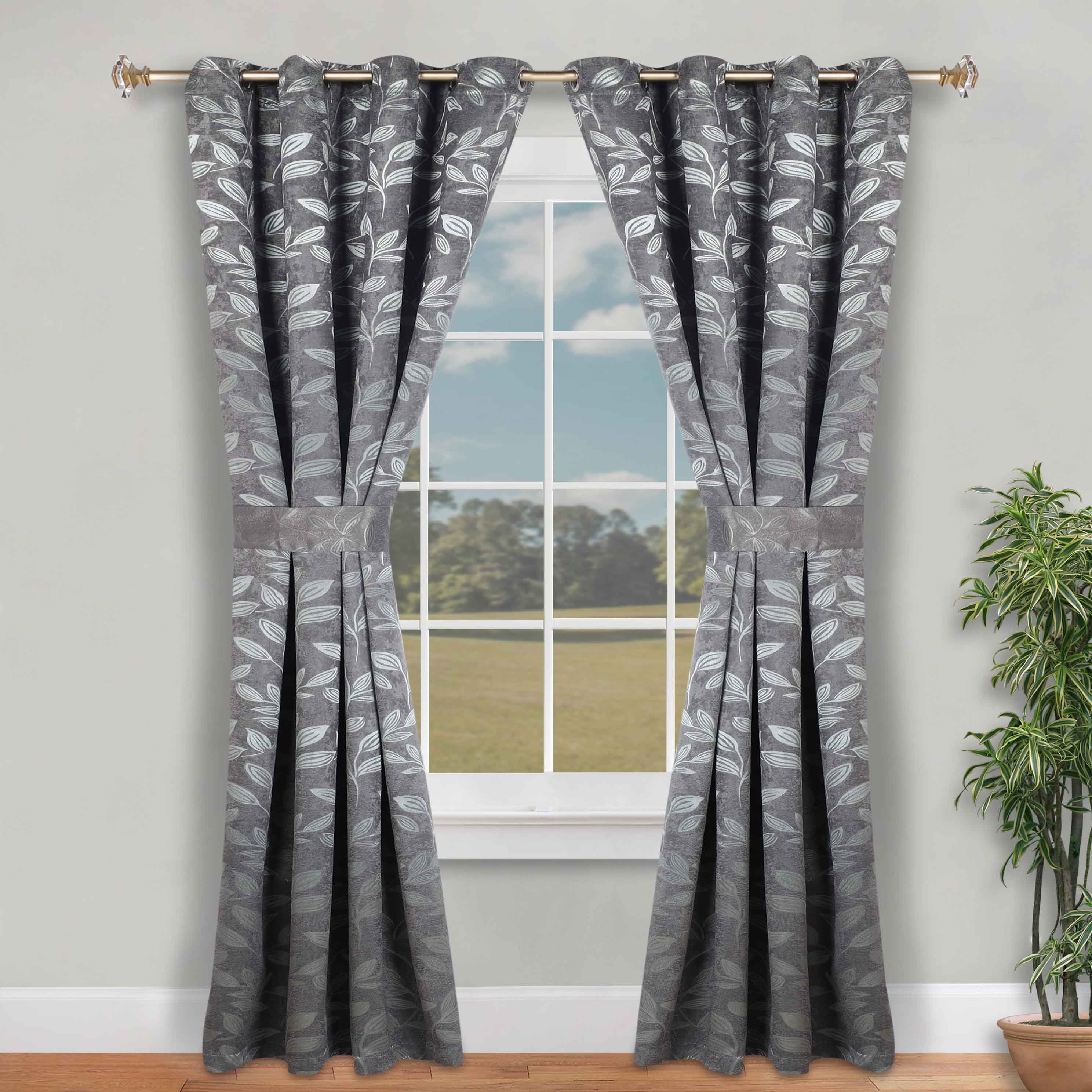 Leaves Machine Room Darkening Blackout Curtains, Set of 2 - Omnigoodsstore