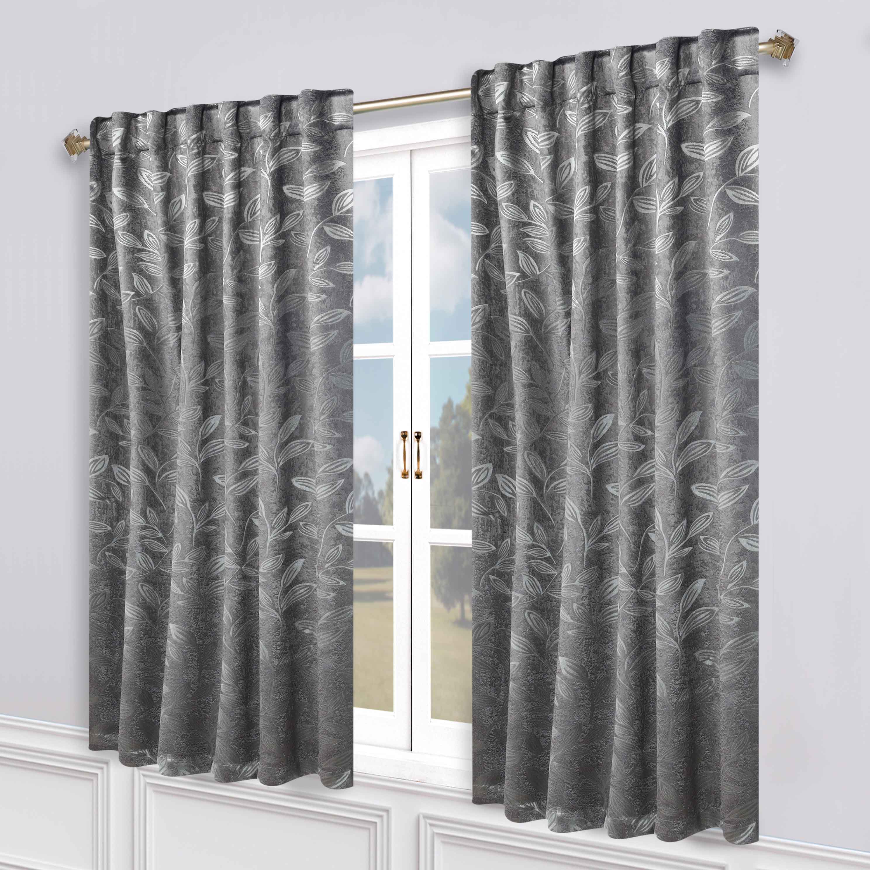 Superior Leaves Room Darkening Back Tab Blackout Curtains Panel Set - Omnigoodsstore