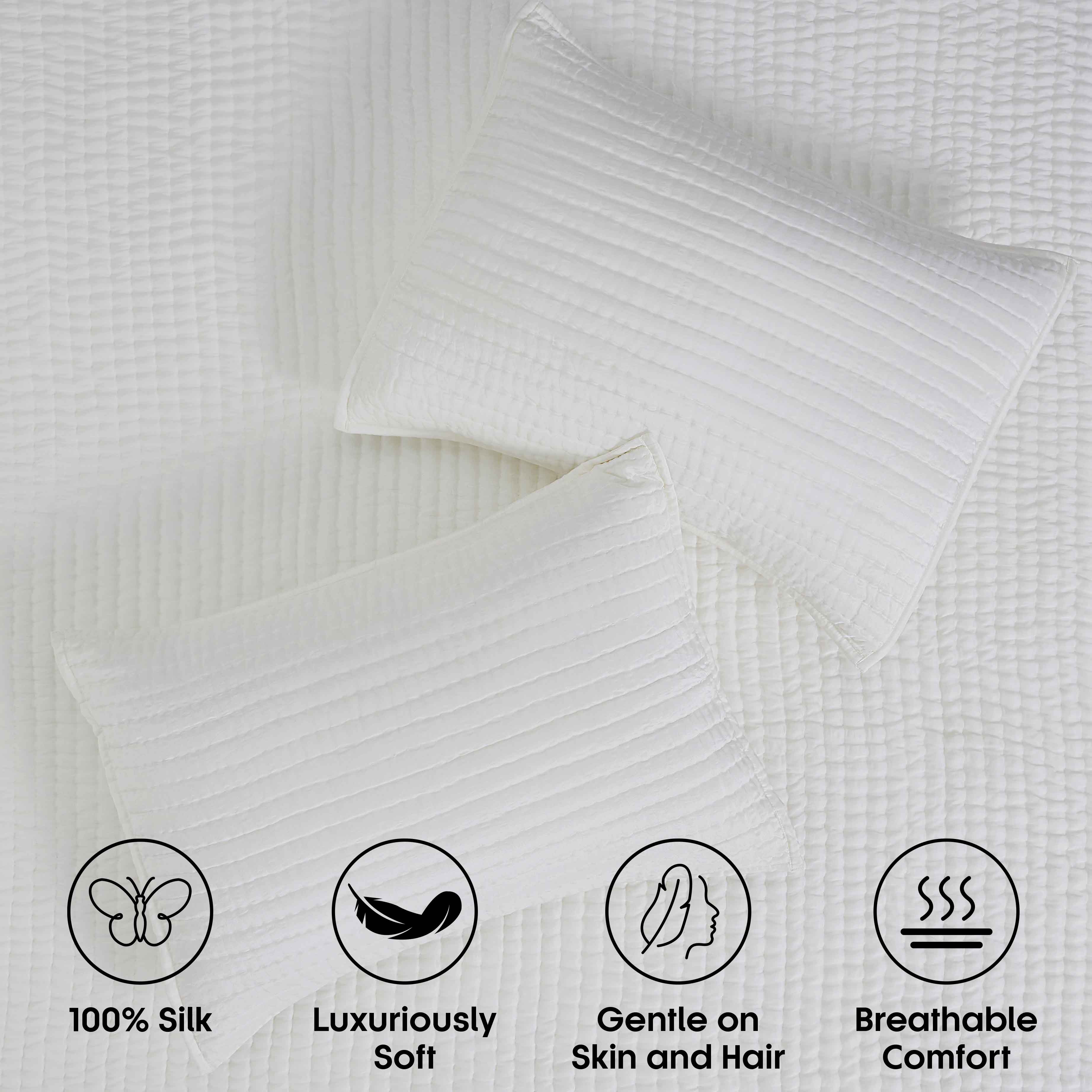 Bella 100% Silk Pick Stitch Medium Weight Quilt and Sham Set - Omnigoodsstore