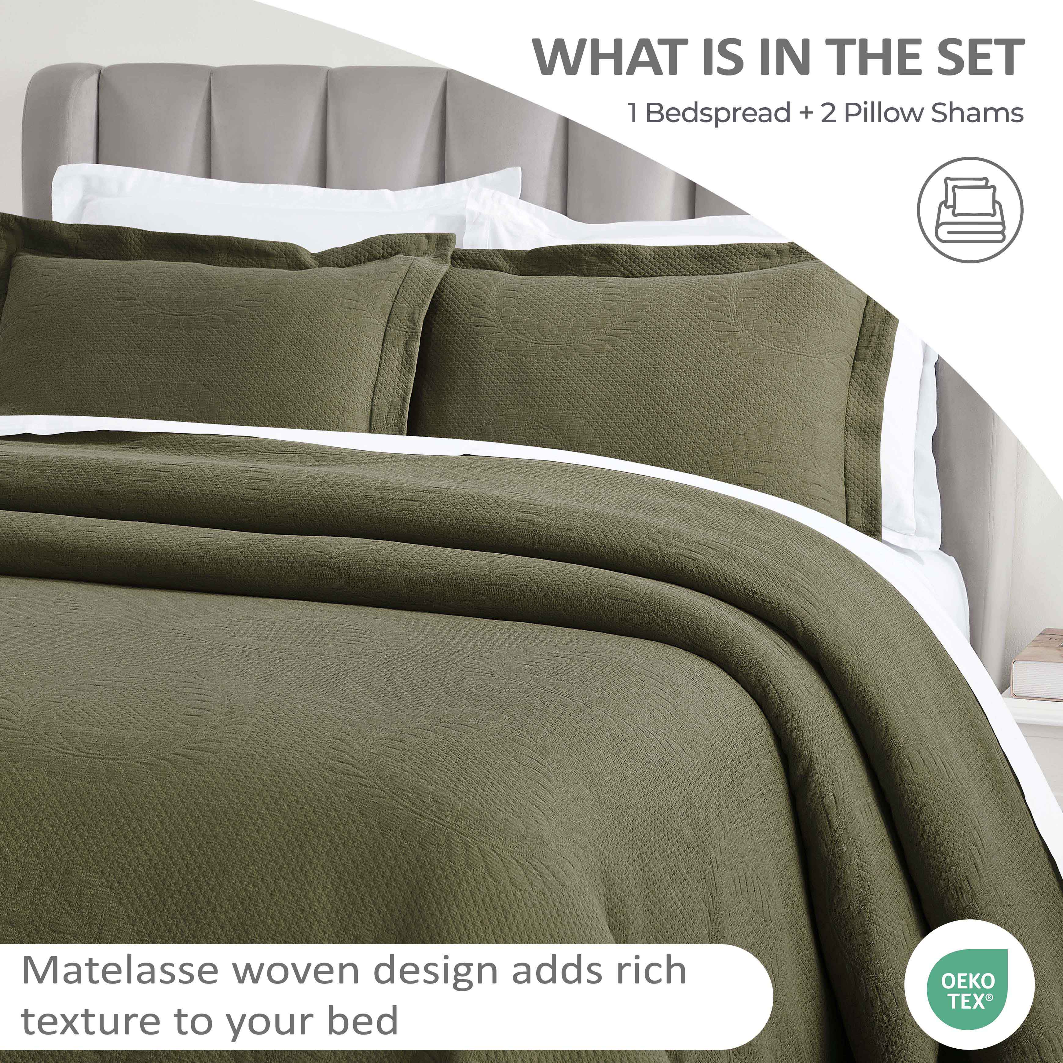 Peploi Cotton Medium Weight Matelasse Bedspread and Sham Set - Omnigoodsstore