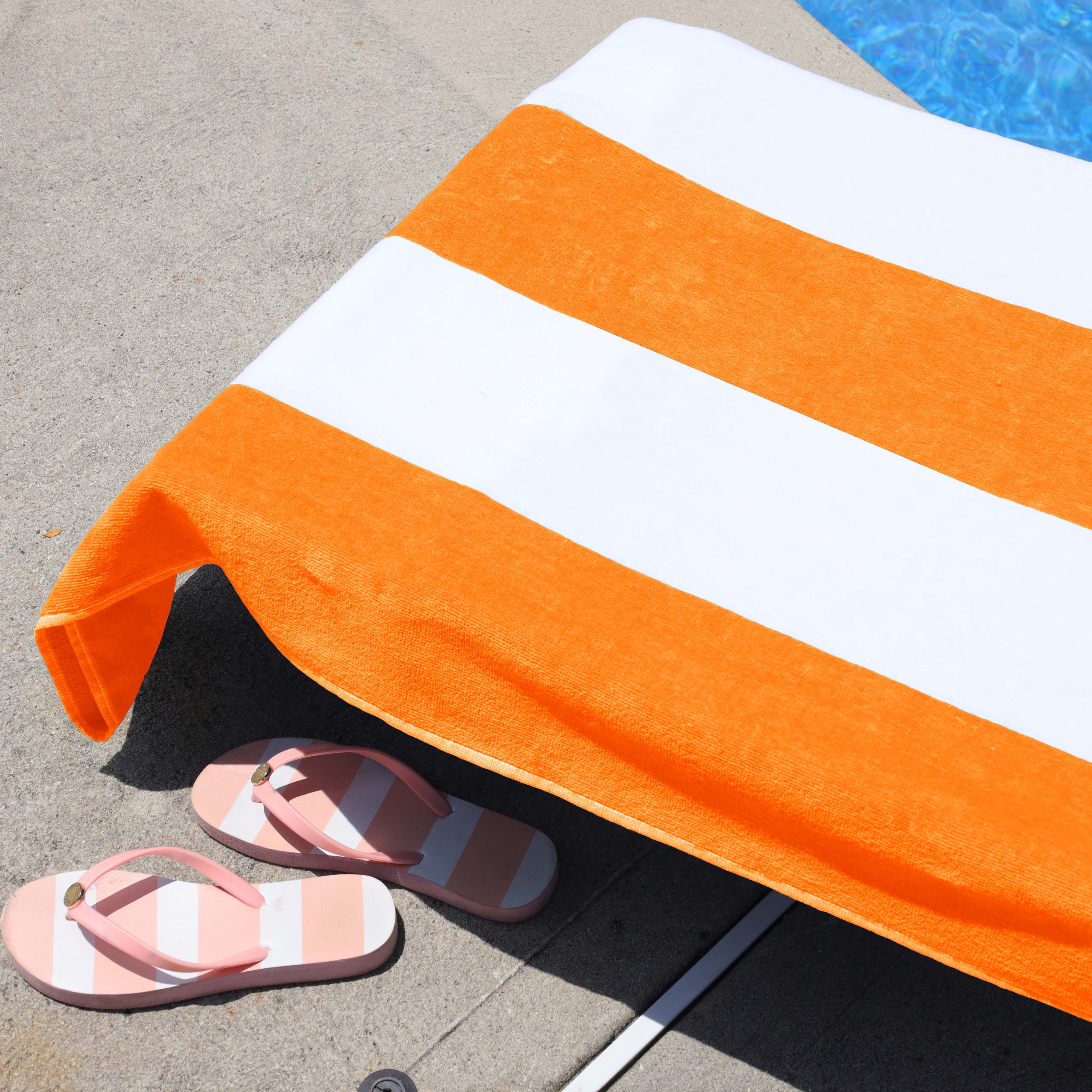 Cotton Standard Size Cabana Stripe Chaise Lounge Chair Cover - Omnigoodsstore