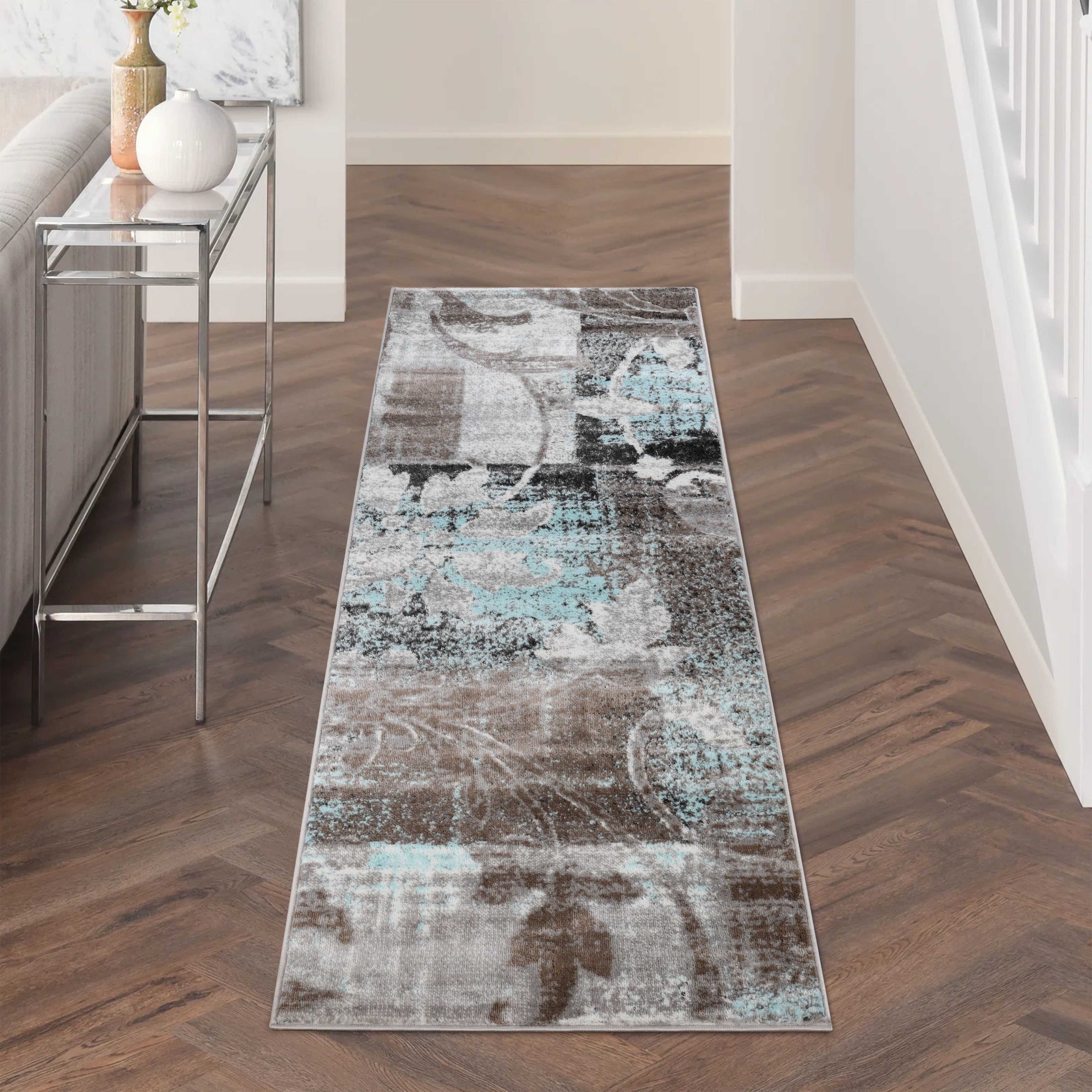 Pastiche Contemporary Floral Patchwork Indoor Area Rug or Runner Rug - Omnigoodsstore