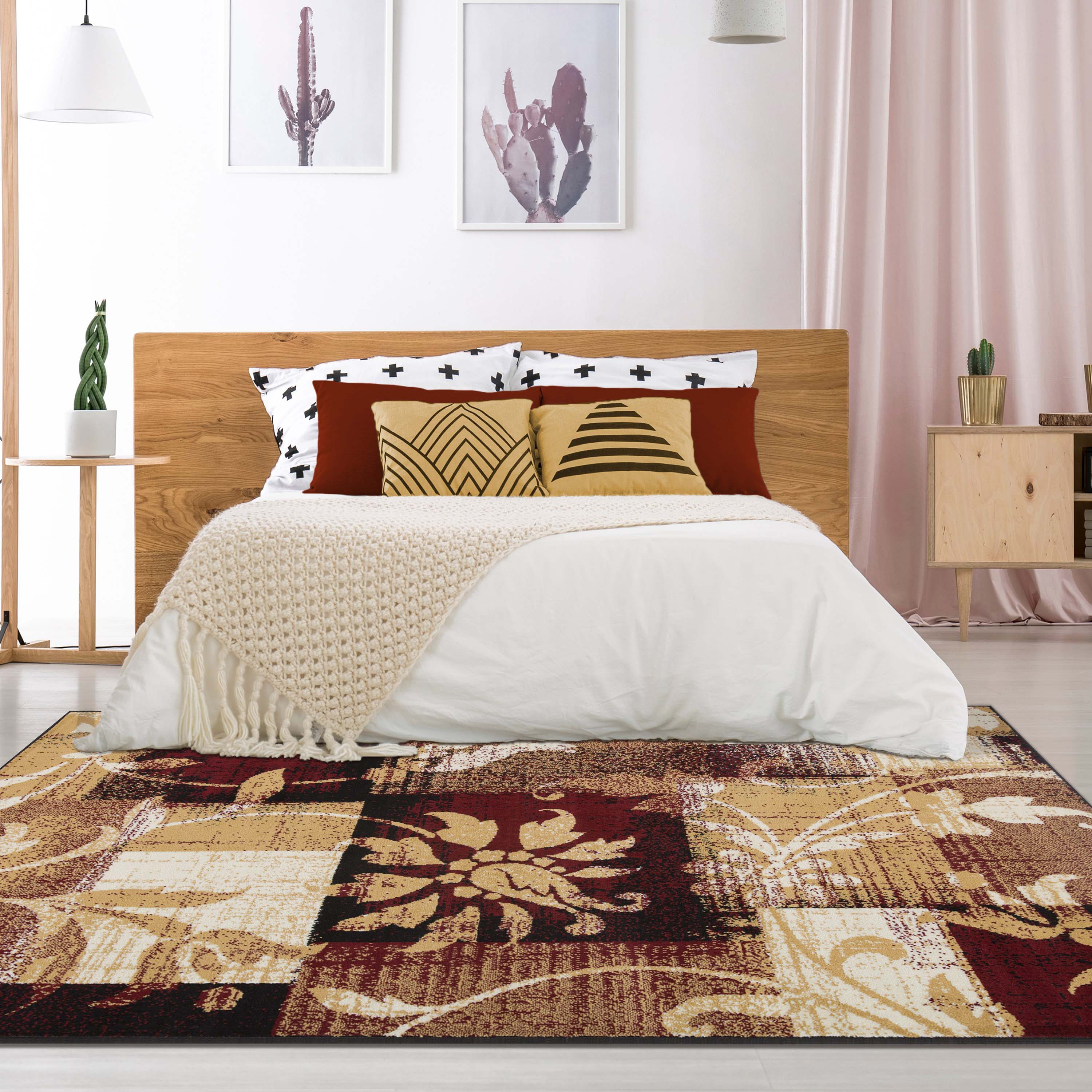 Pastiche Contemporary Floral Patchwork Indoor Area Rug or Runner Rug - Omnigoodsstore