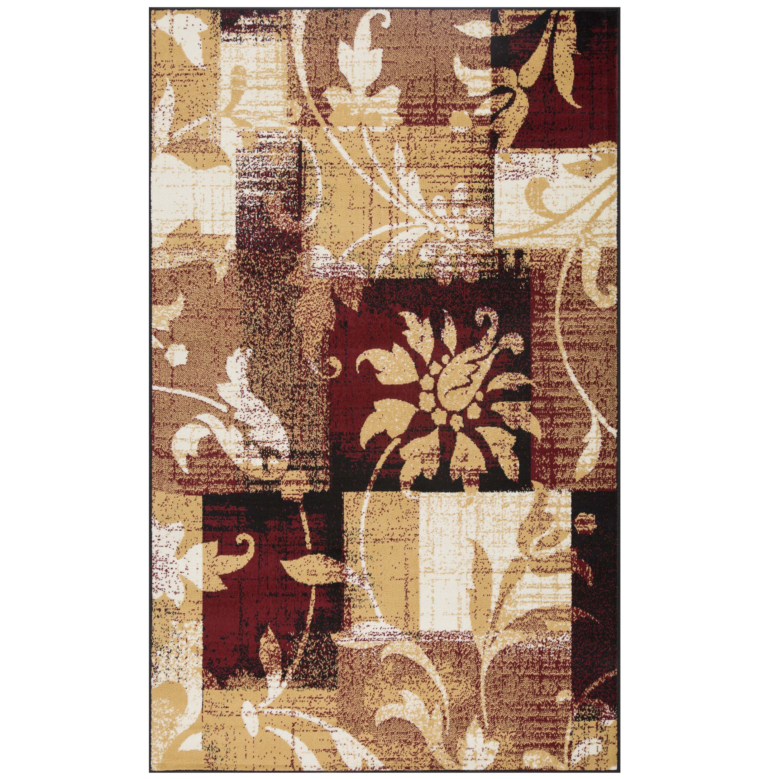 Pastiche Contemporary Floral Patchwork Indoor Area Rug or Runner Rug - Omnigoodsstore