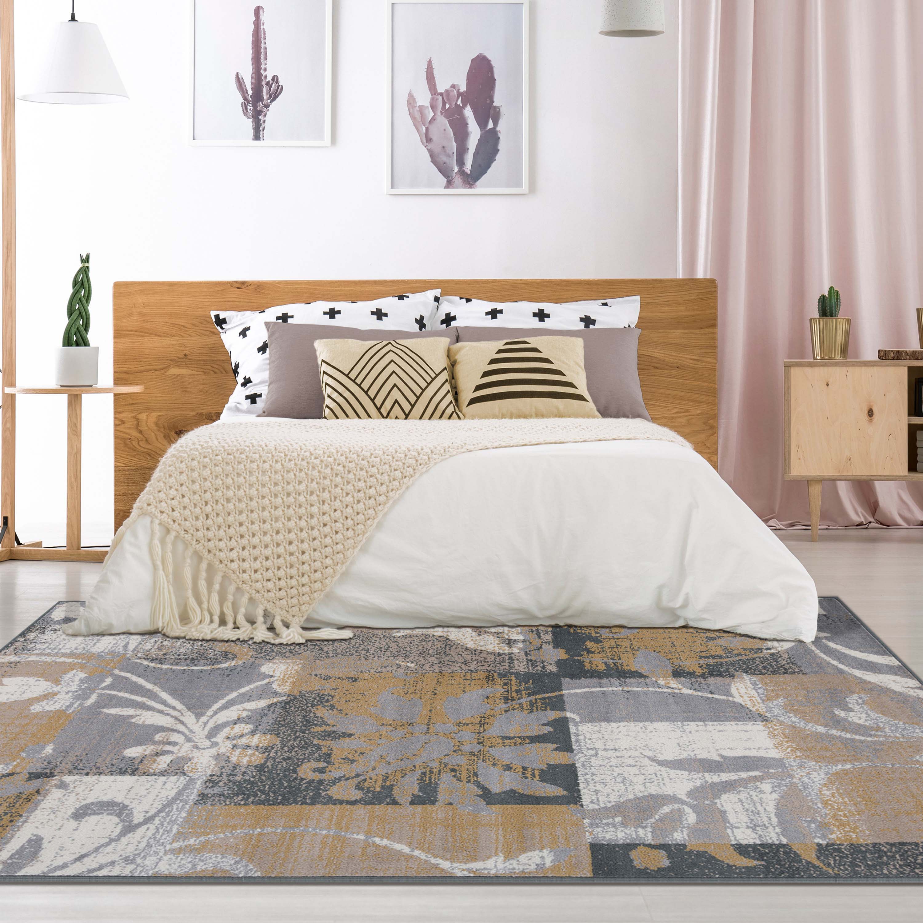 Pastiche Contemporary Floral Patchwork Indoor Area Rug or Runner Rug - Omnigoodsstore