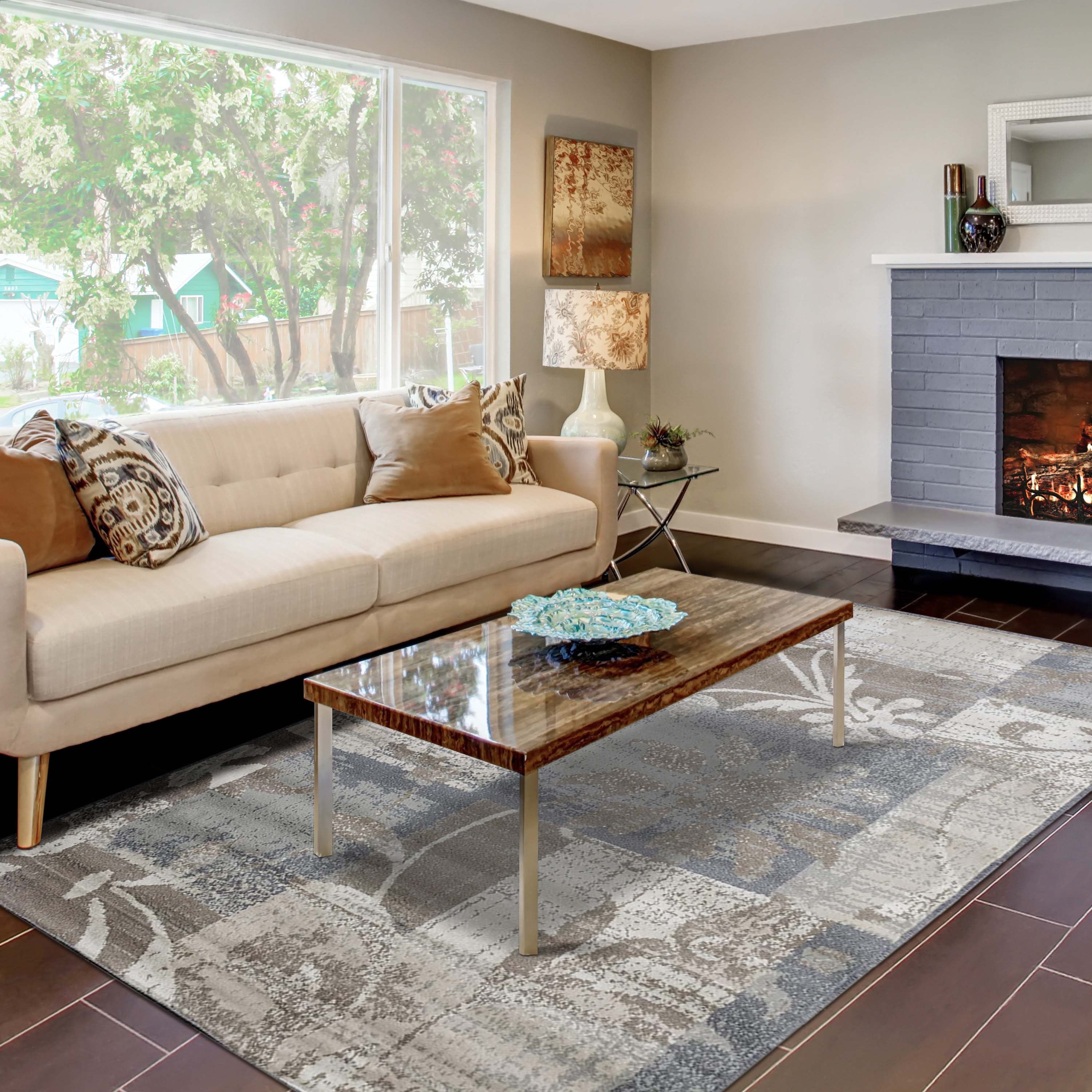 Pastiche Contemporary Floral Patchwork Indoor Area Rug or Runner Rug - Omnigoodsstore