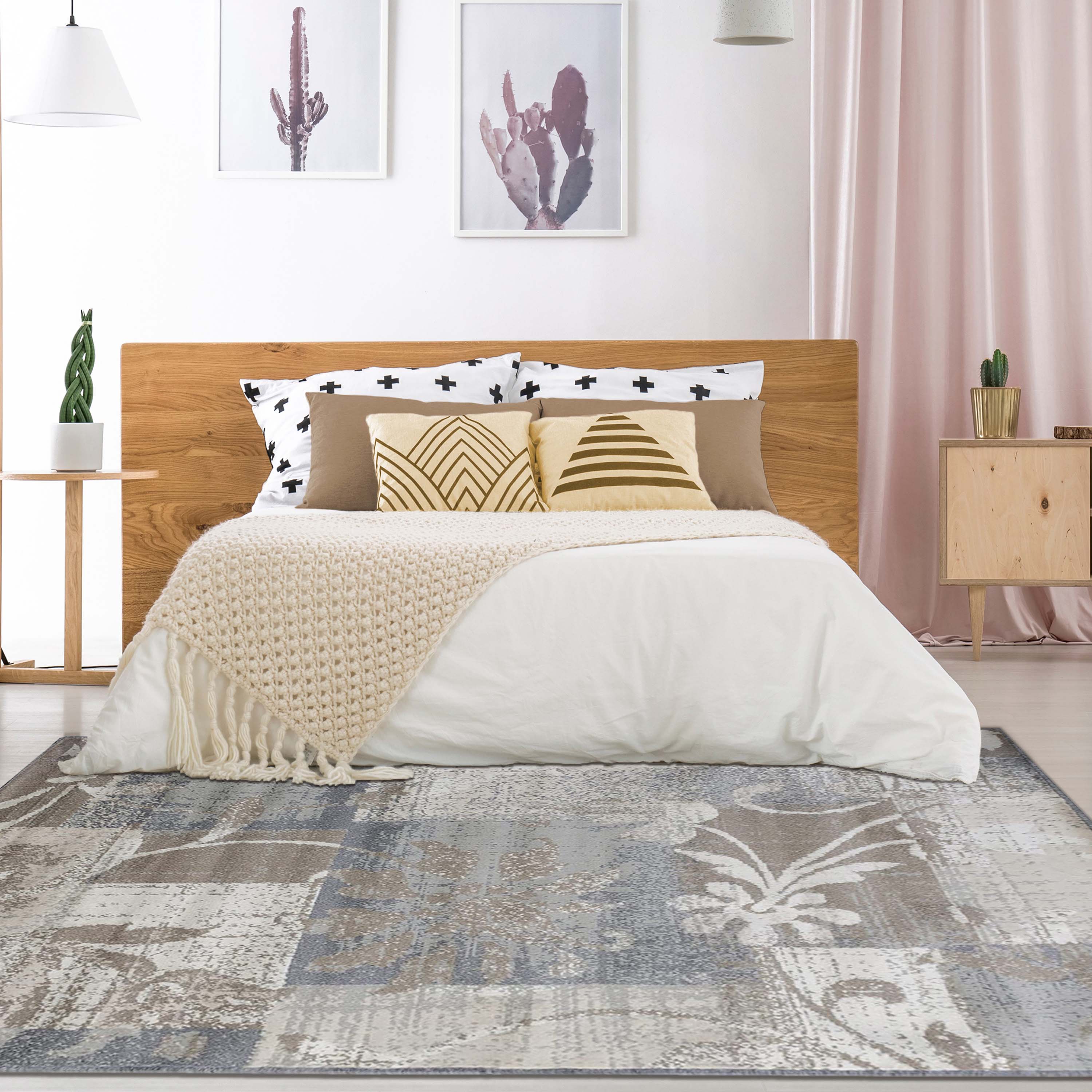 Pastiche Contemporary Floral Patchwork Indoor Area Rug or Runner Rug - Omnigoodsstore