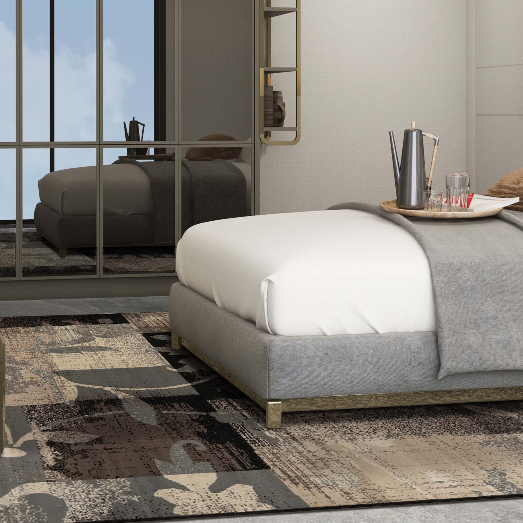 Pastiche Contemporary Floral Patchwork Indoor Area Rug or Runner Rug - Omnigoodsstore