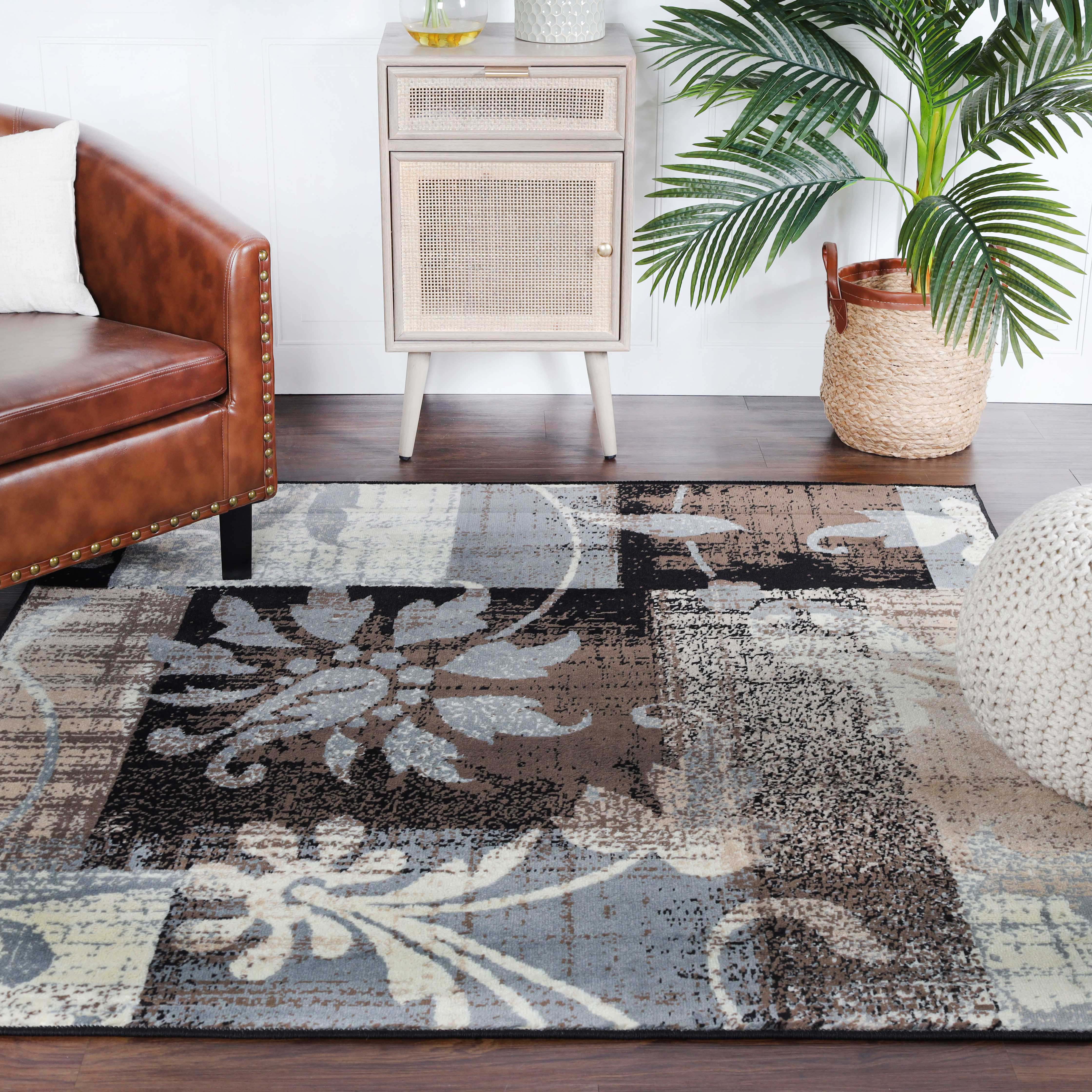 Pastiche Contemporary Floral Patchwork Indoor Area Rug or Runner Rug - Omnigoodsstore